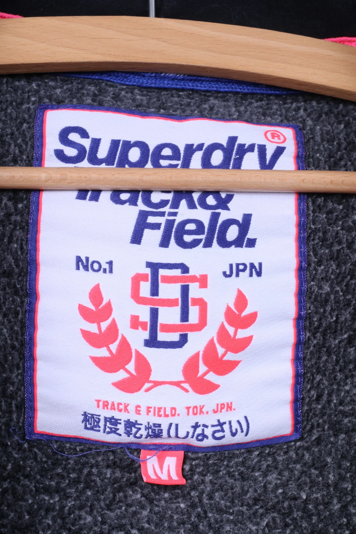 Superdry Womens M Sweatshirt Full Zipper Navy Top Track&Field Cotton Hooded - Image 4