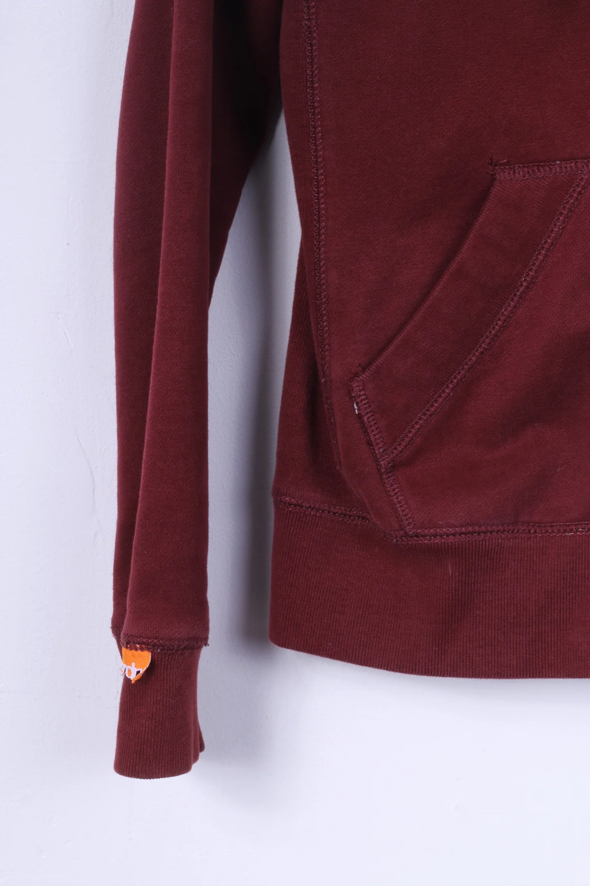 Superdry Womens XS Sweatshirt Maroon Full Zipper Hoodie Hood - Image 5