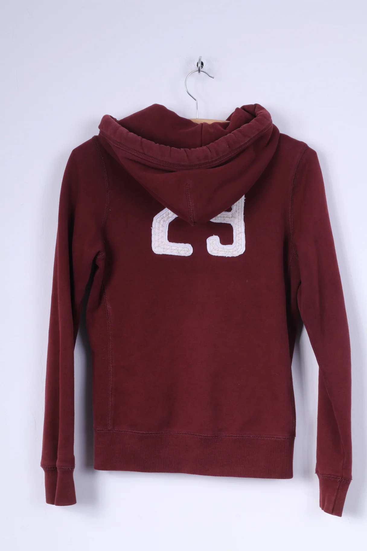 Superdry Womens XS Sweatshirt Maroon Full Zipper Hoodie Hood - Image 8