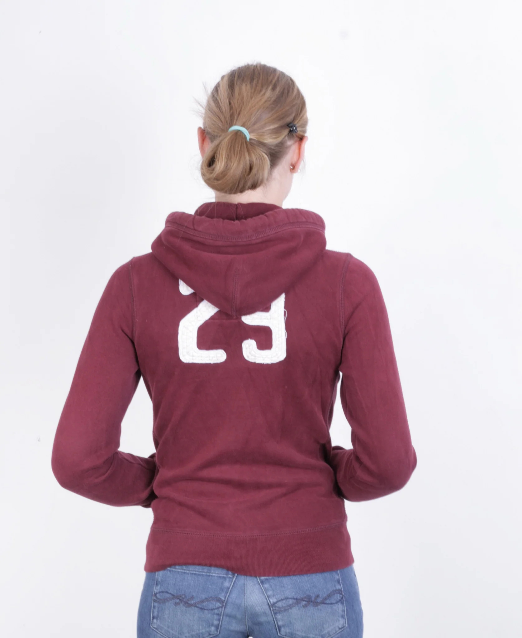 Superdry Womens XS Sweatshirt Maroon Full Zipper Hoodie Hood - Image 9