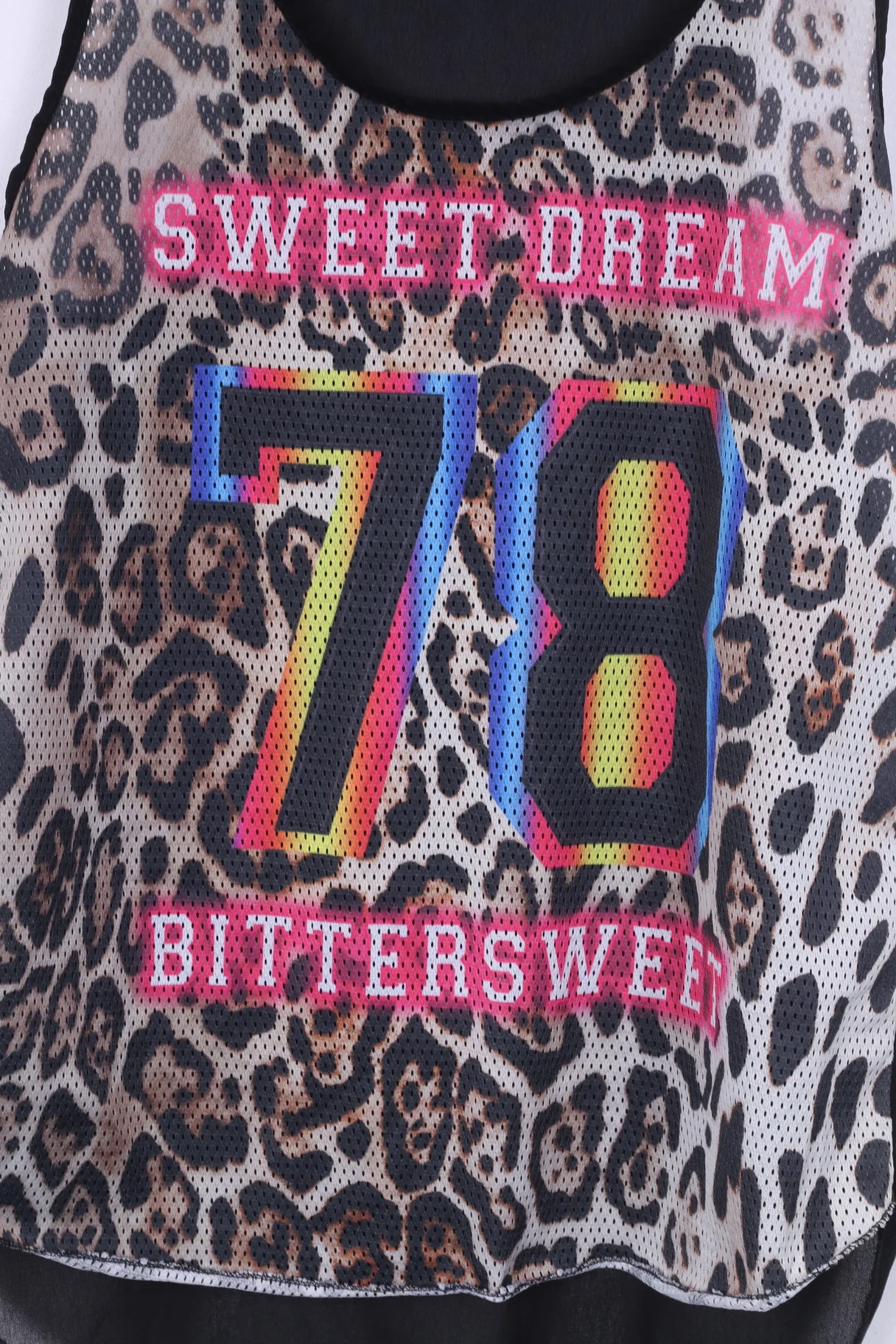 Made in Italy Womens S Tank Top Shirt Mesh Animal Print Sweet Dream - Image 3