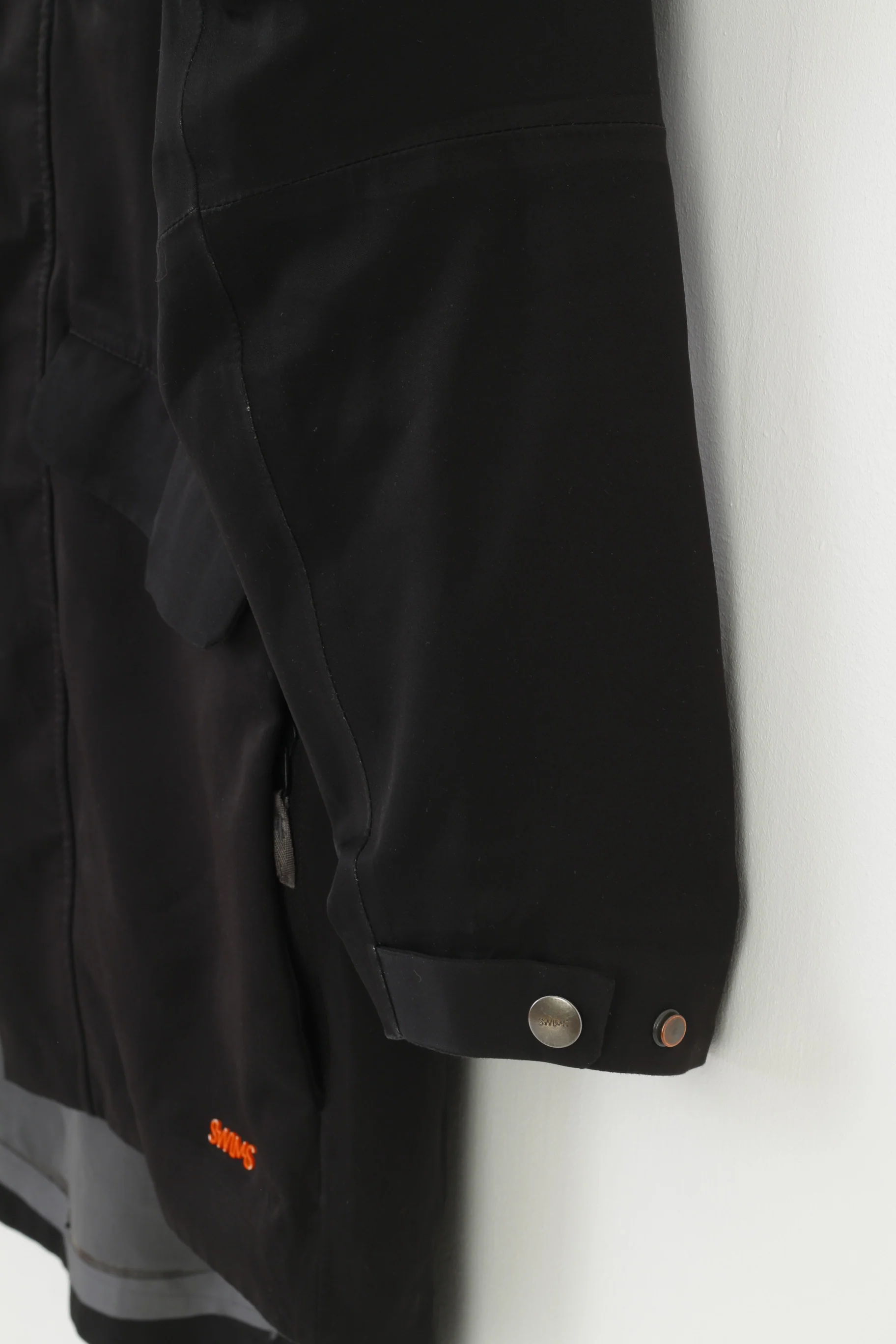 Swims Men S Jacket Black Full Double Zipper Waterproof Vintage Hood Pockets Parka Top - Image 3