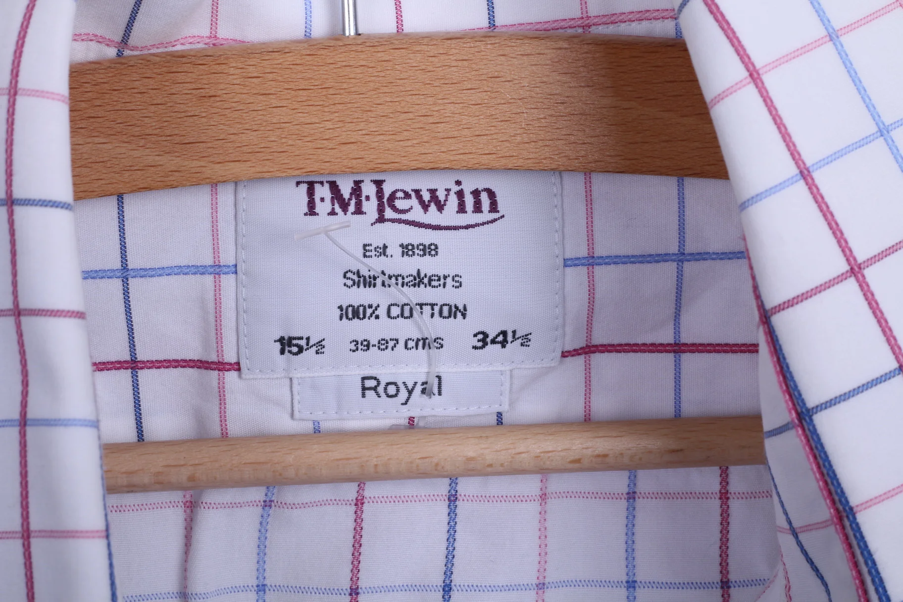 T.M.Lewin Mens 15.5 34.5 L Formal Shirt Check Regular Fit White Cufflinks - Image 5