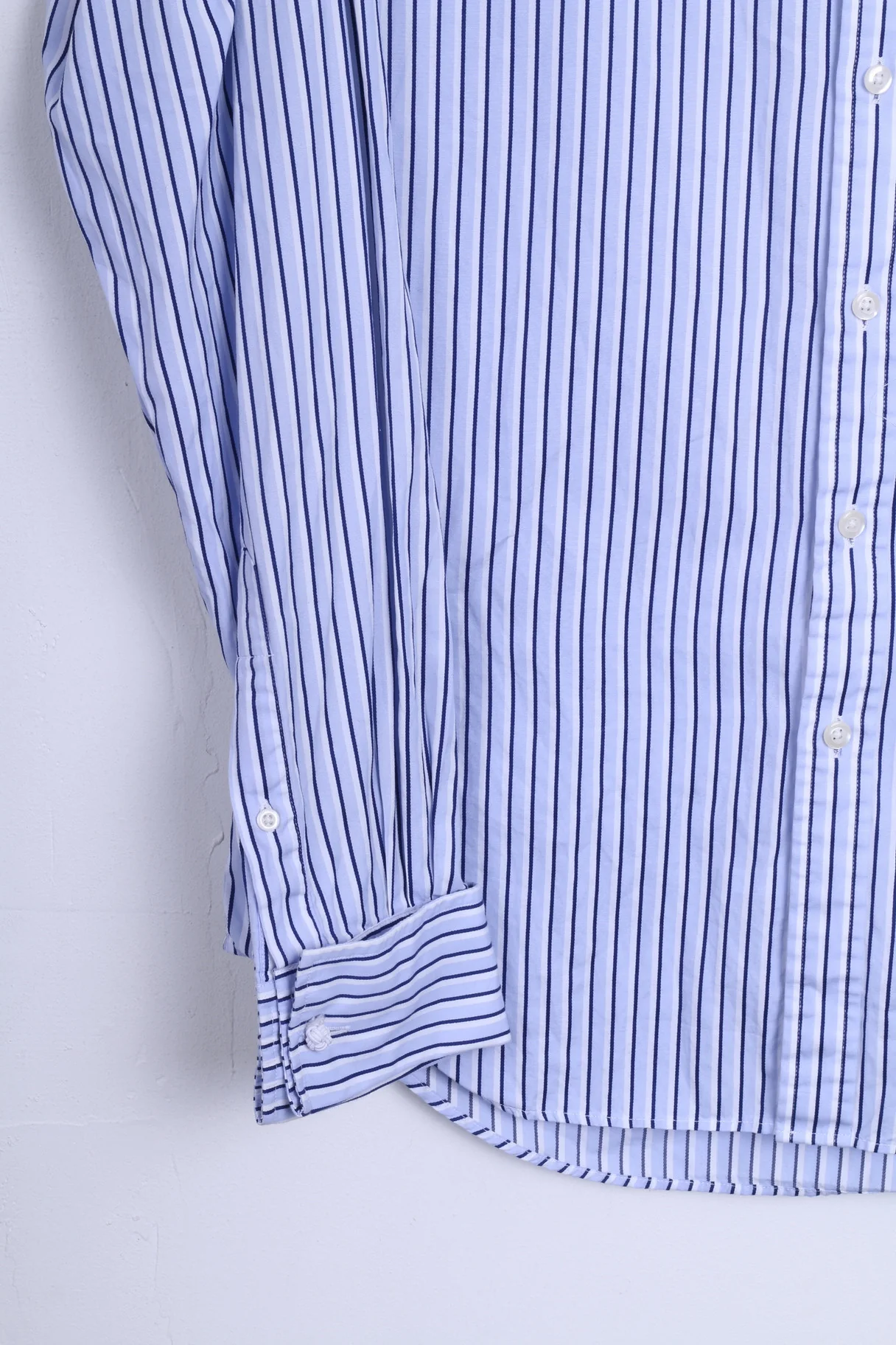 T.M. Lewin Mens 16/35 L Casual Shirt Striped Blue Slim Fit Cotton - Image 2