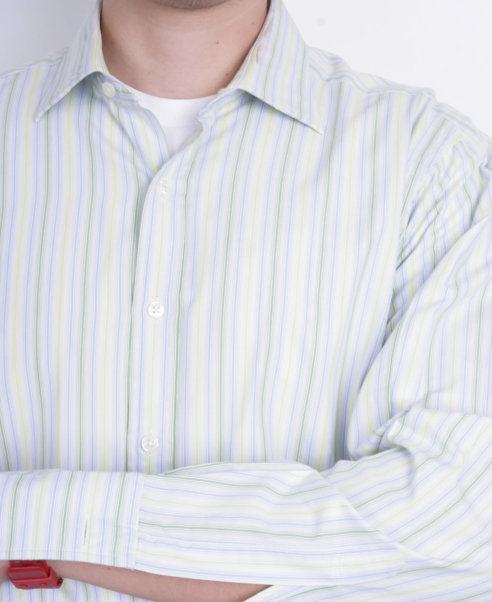 T.M. Lewin Mens 16.5 34.5 XL Formal Shirt Cotton Long Sleeve Striped White - Image 3