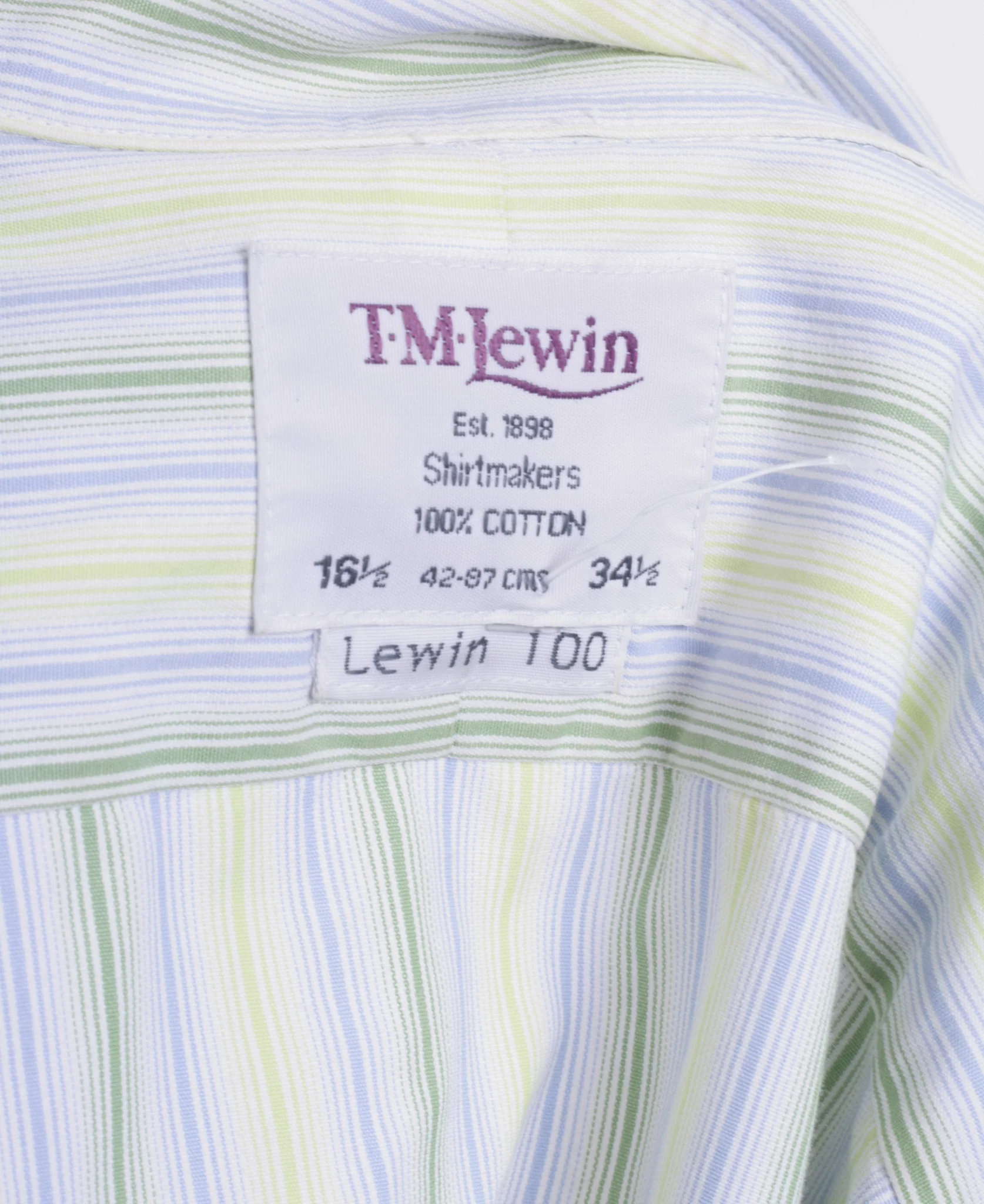 T.M. Lewin Mens 16.5 34.5 XL Formal Shirt Cotton Long Sleeve Striped White - Image 4