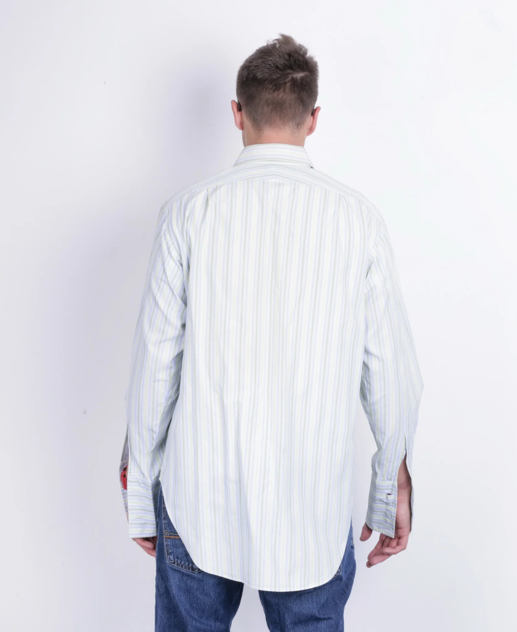 T.M. Lewin Mens 16.5 34.5 XL Formal Shirt Cotton Long Sleeve Striped White - Image 5