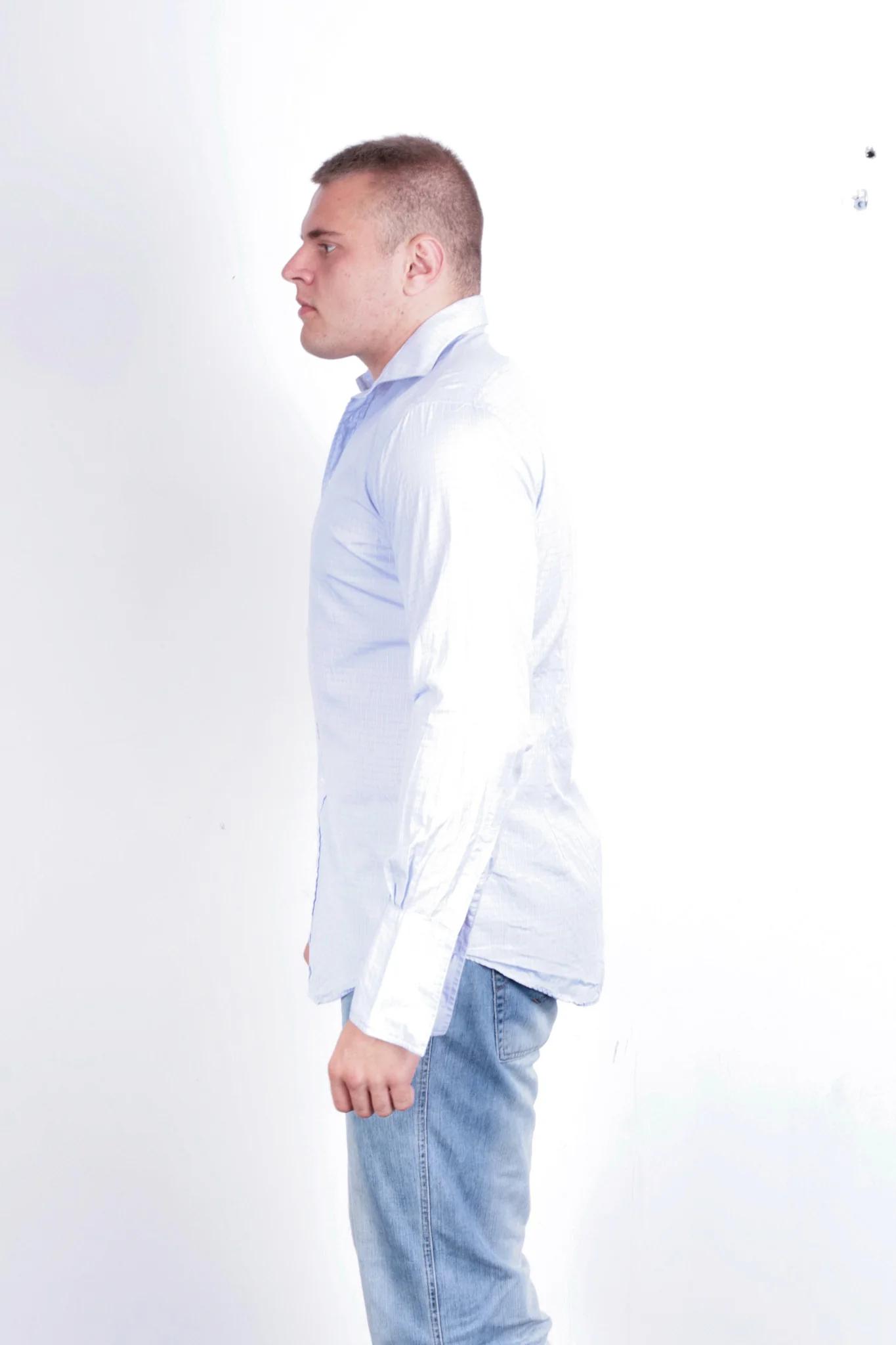 T. M. Lewin Mens 16.5/36 XXL Casual Shirt Check Blue Buttons Down Collar - Image 2