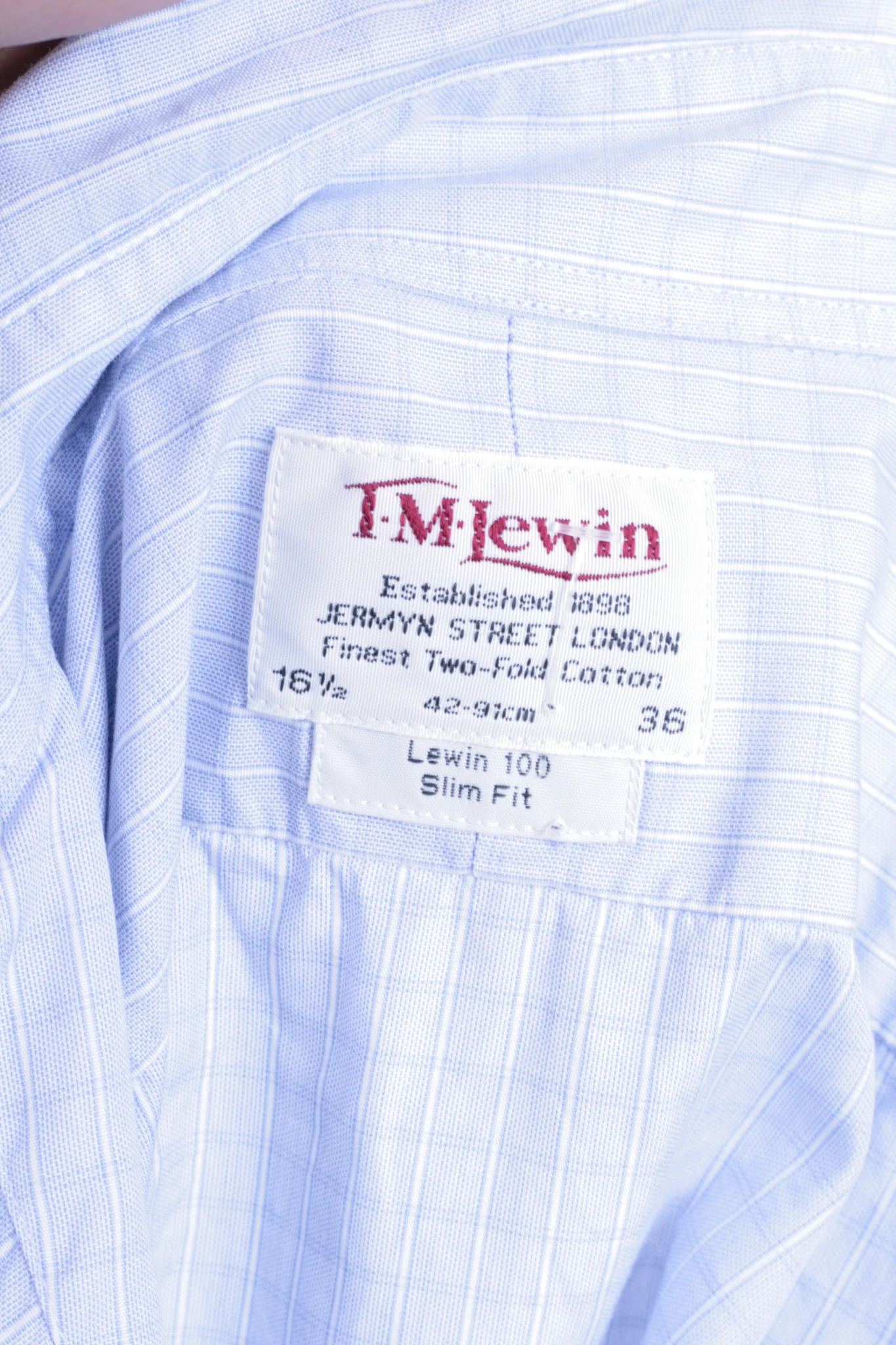 T. M. Lewin Mens 16.5/36 XXL Casual Shirt Check Blue Buttons Down Collar - Image 4