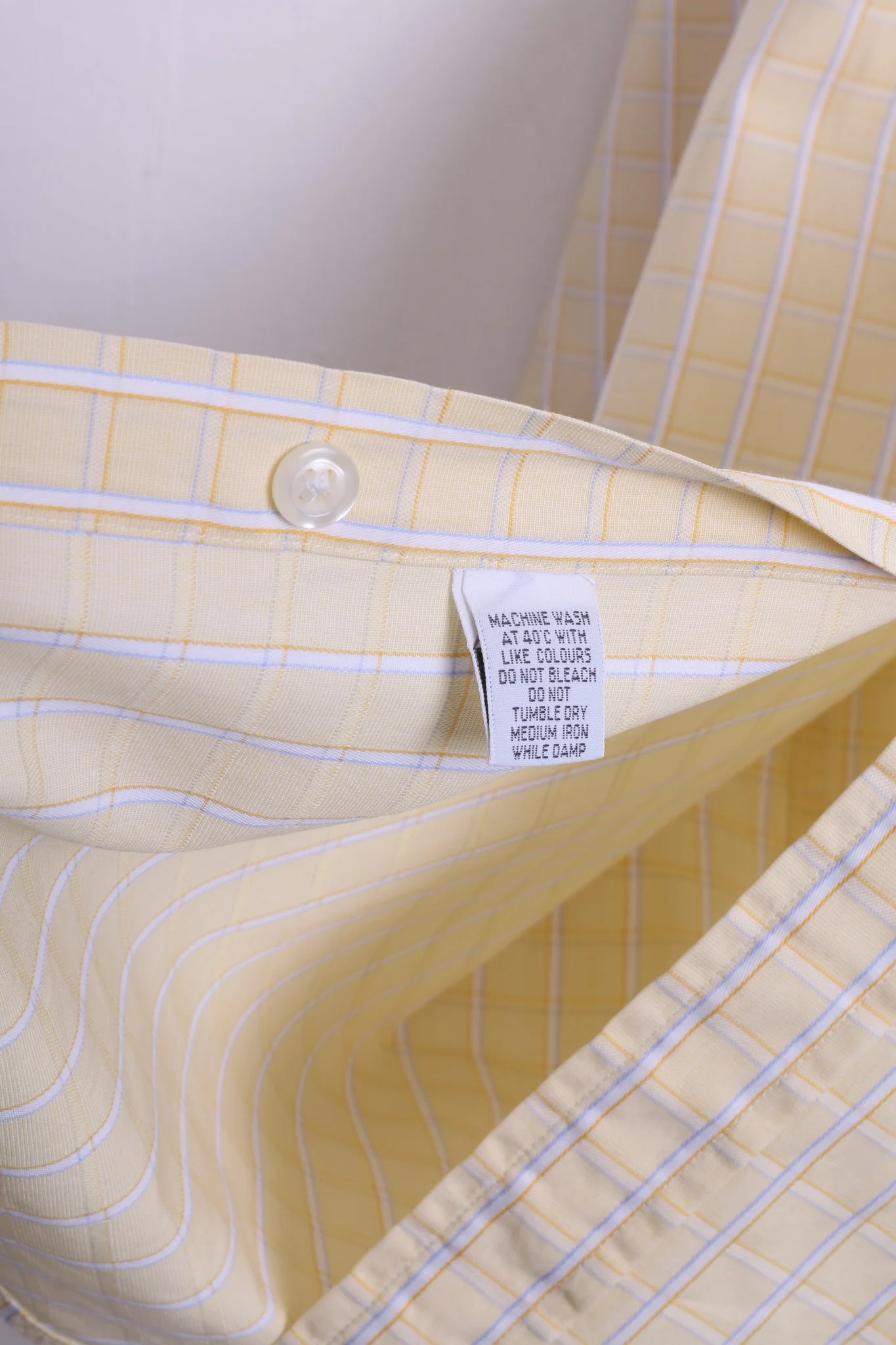 T.M.Lewin Mens 34.5 /17 L Formal Shirt Check Yellow Regular Fit Cotton Cufflinks - Image 5