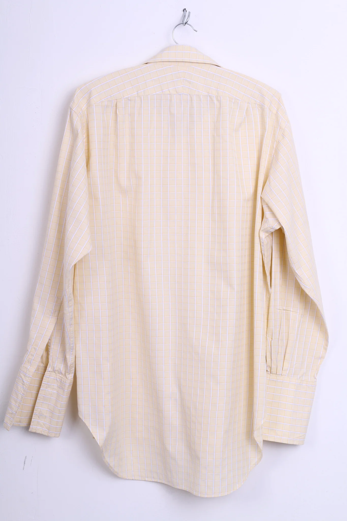 T.M.Lewin Mens 34.5 /17 L Formal Shirt Check Yellow Regular Fit Cotton Cufflinks - Image 6