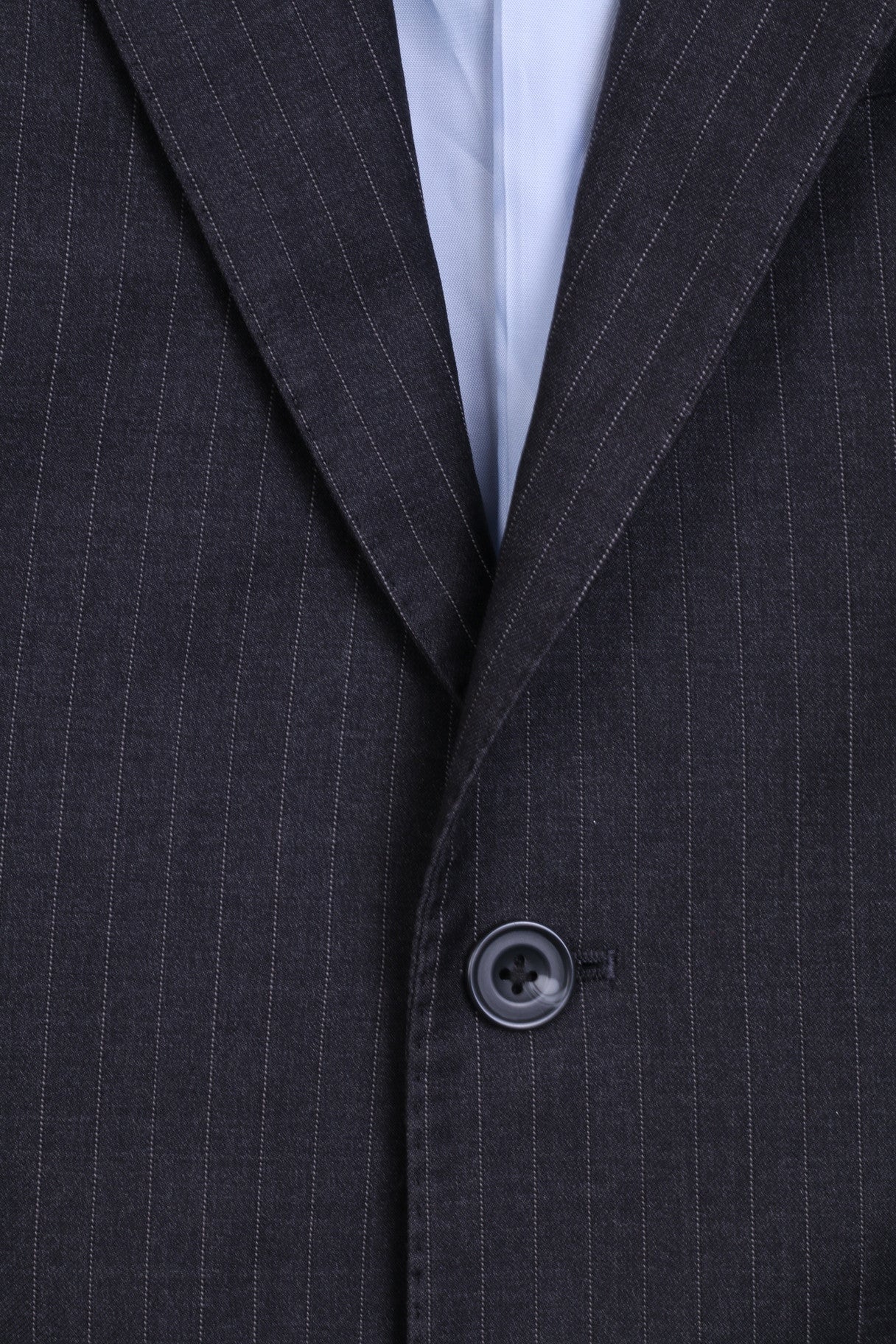 T.M.Lewin Mens 38R M Jacket Blazer Merino Wool Dark Grey Striped - Image 3
