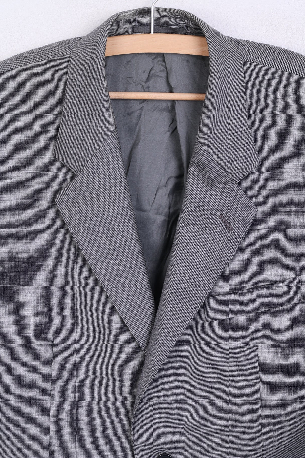 T.M. Lewin Mens 41M Blazer Suit Top Gray Jacket Tailoring Wool Single Breasted - Image 2