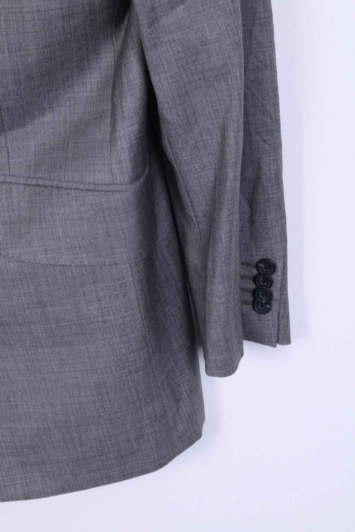 T.M. Lewin Mens 41M Blazer Suit Top Gray Jacket Tailoring Wool Single Breasted - Image 3