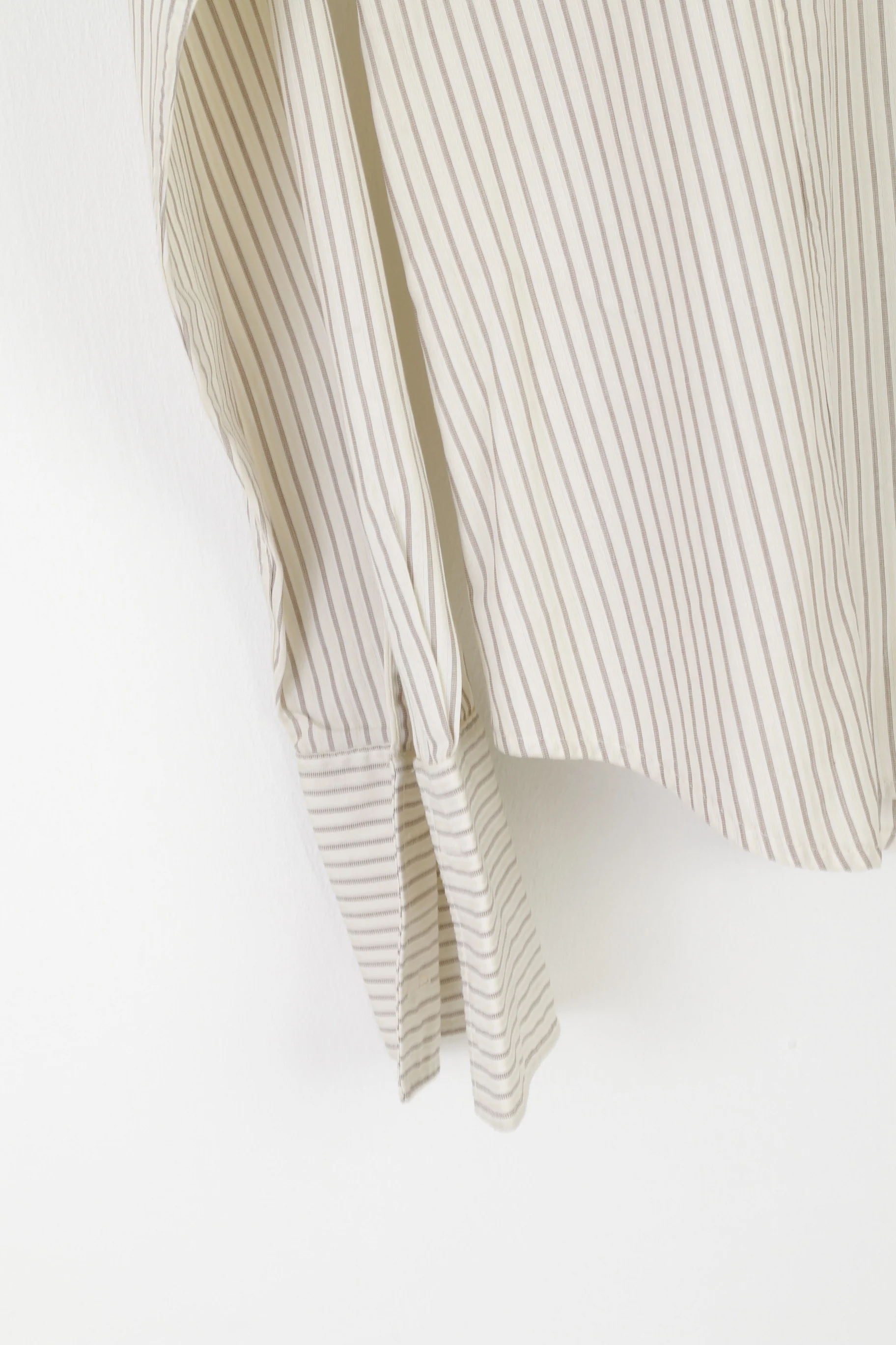 T.M. Lewin Women 14 M Casual Shirt Beige Cotton Shiny Striped Long Sleeve Top - Image 3