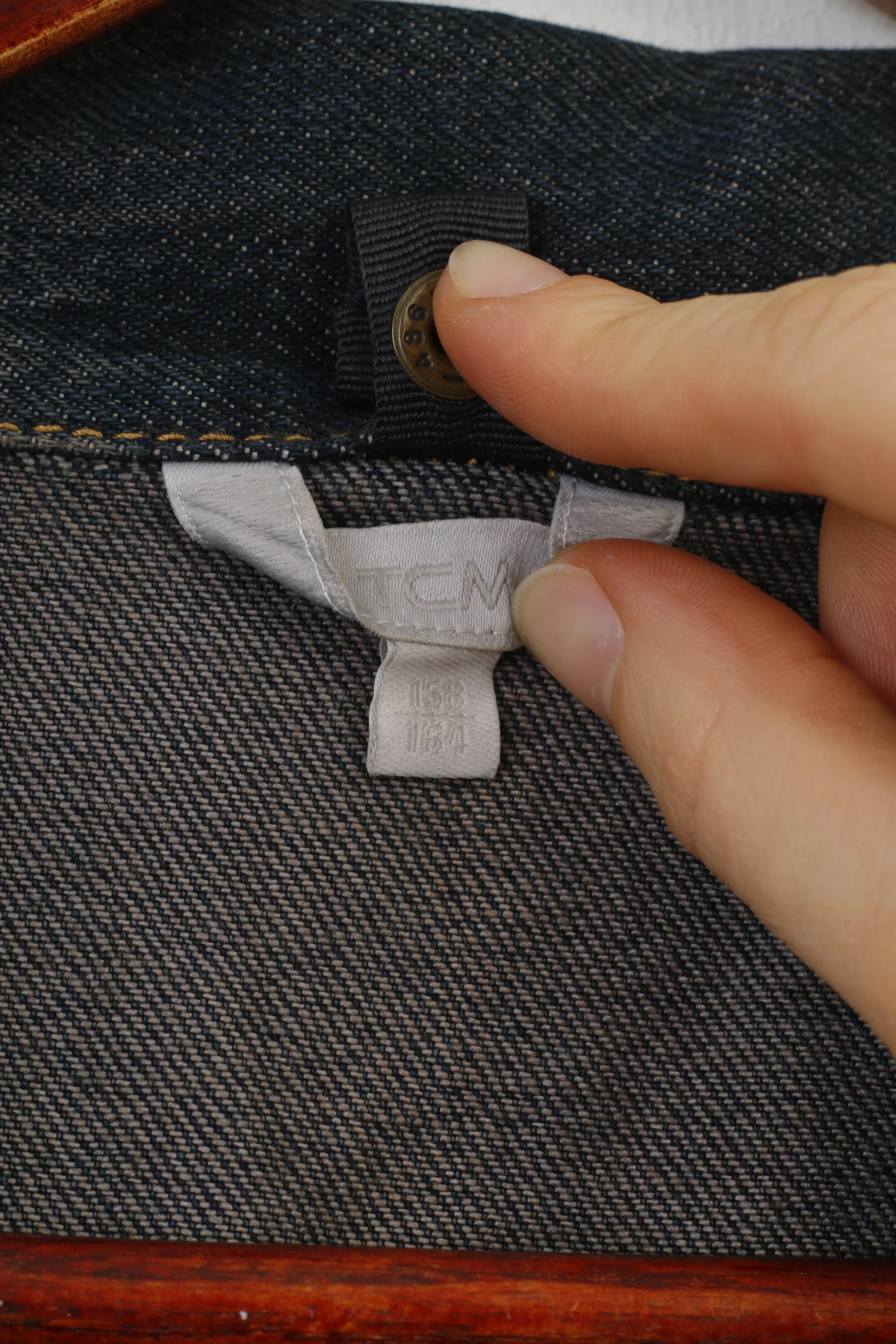 TCM Boys 158 164 Jacket Cotton Blue Denim Jeans Vintage Bottoms Collar Top - Image 4