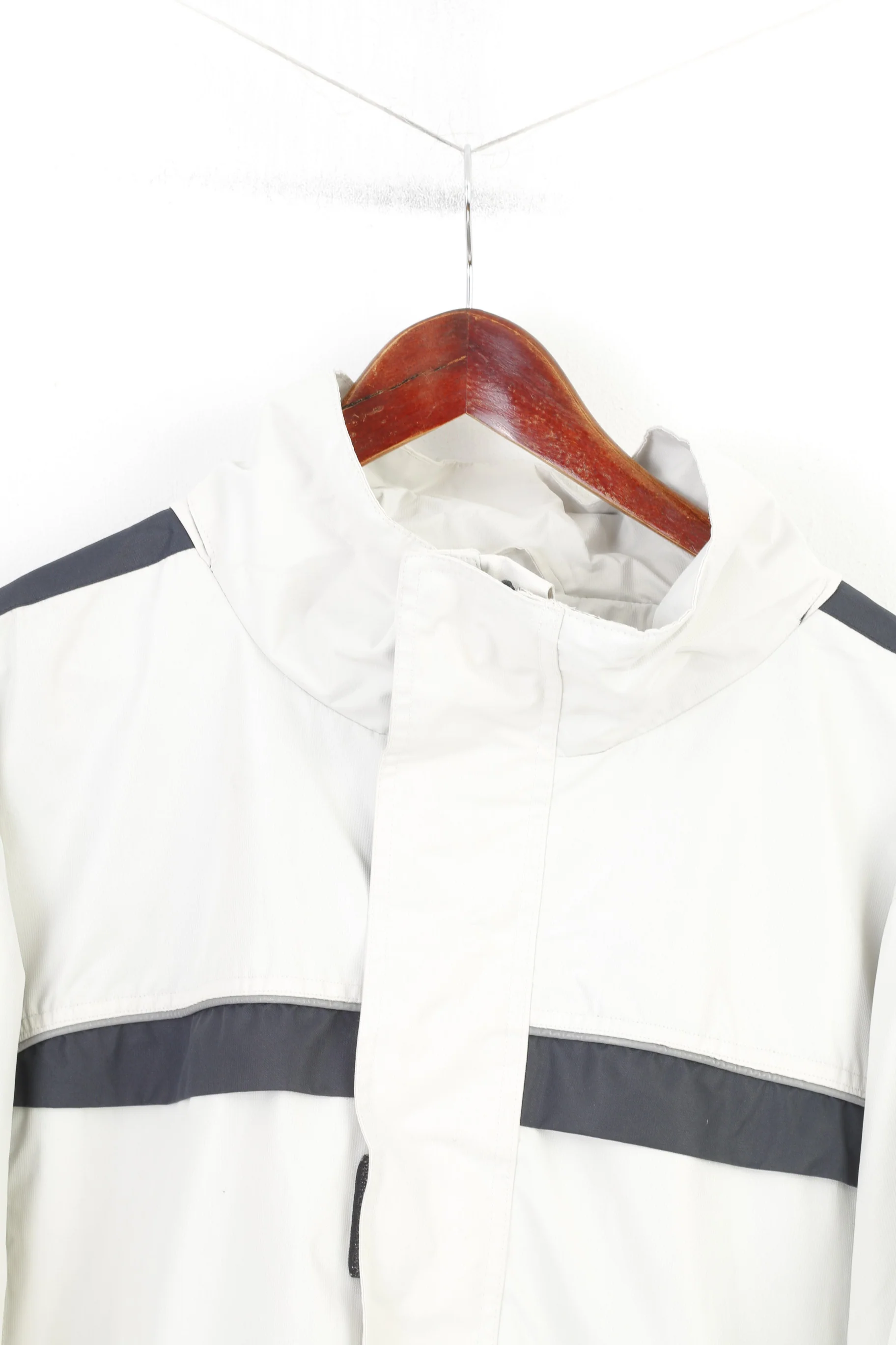 TCM Gear Weather Men L Jacket Hooded White Full Zipper Outwear Pockets Vintage Top - Image 2