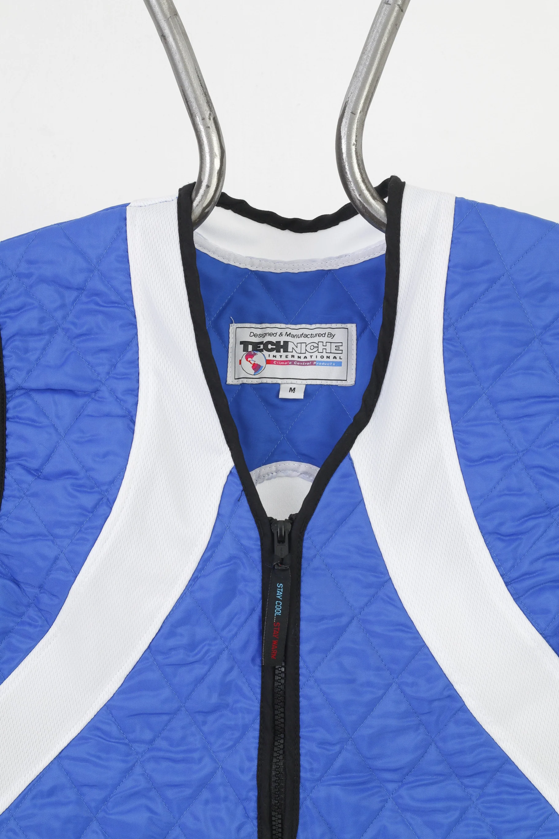 Techniche Men M Vest Full Zipper Blue Cycling Evaporative Cooling Nylon Back Pockets Top - Image 2