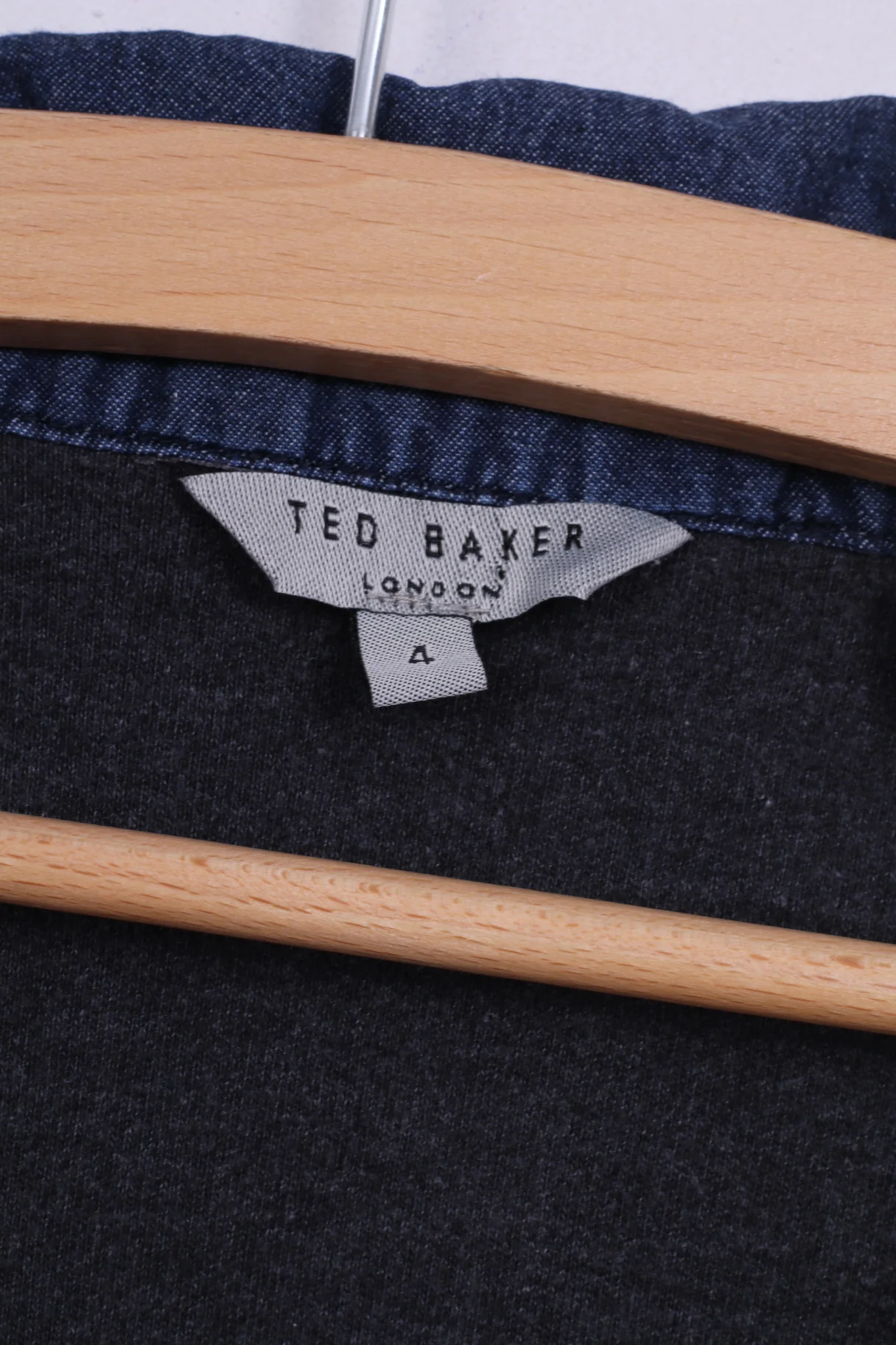 Ted Baker Mens London 4 M Jumper Dark Grey Patch Cotton Stand-Up Collar - Image 3