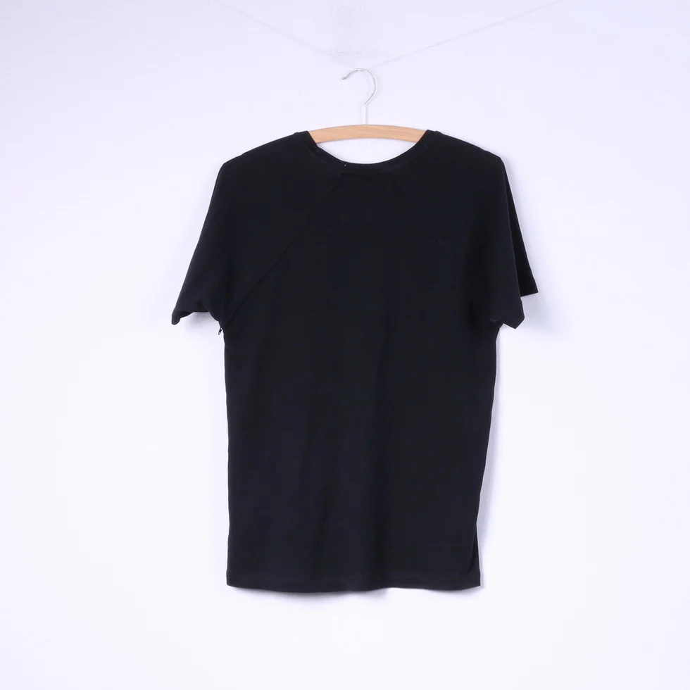 Teddy Smith Mens S T-Shirt Black Zip Detailed Top Cotton Black - Image 6