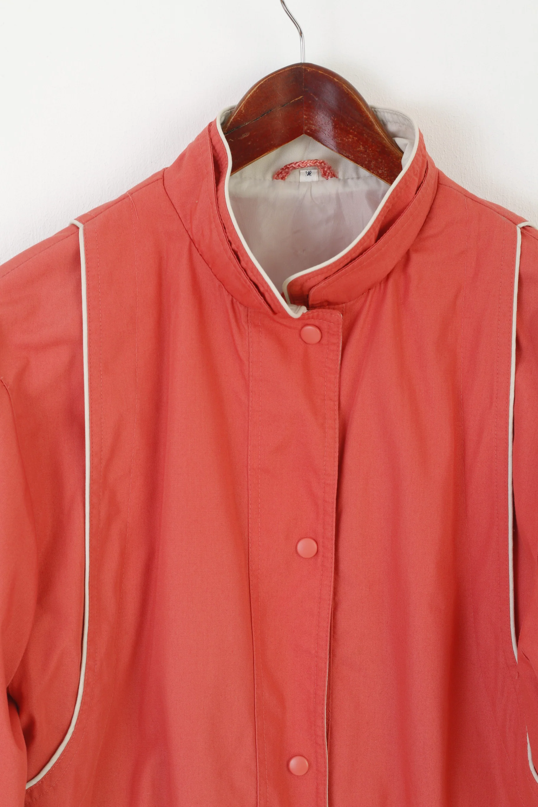 Telemac Women 12 M Bomber Jacket Peach Vintage Retro Snap Light Casual Top - Image 2