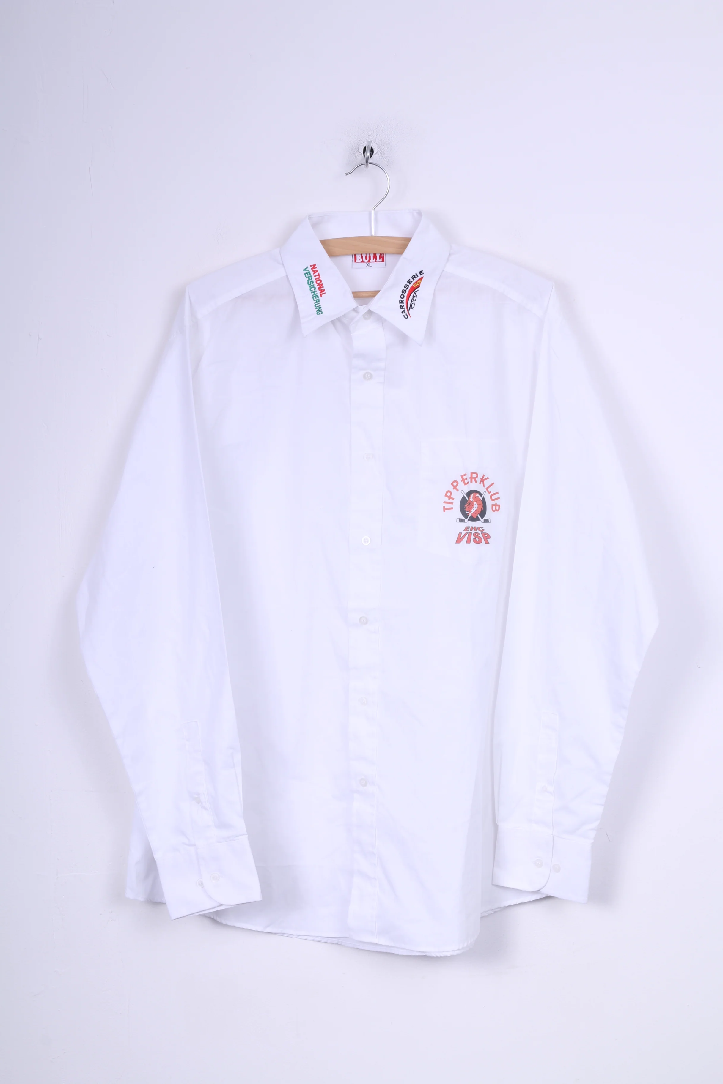 Texas Bull Tipper Klub Ehc Visp Mens XL Casual Shirt White Ice Hockey Cotton