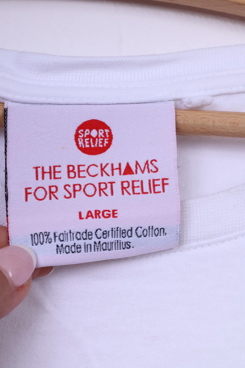 The Beckhams For Sport Relief Mens L (M) T-Shirt White Cotton Crew Neck Top - Image 5
