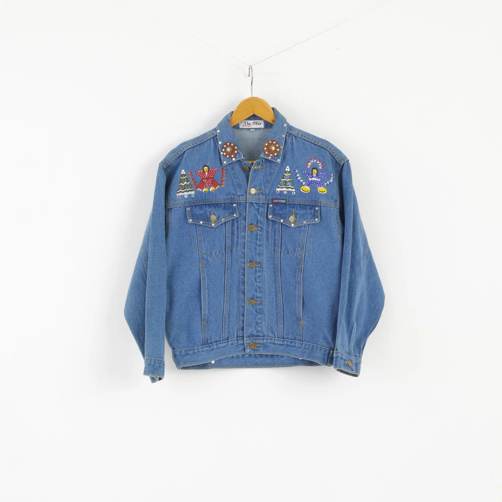 The Blue Log Jeans Women L Denim Jacket Indian Cotton Emroidered Boho Top - Image 2