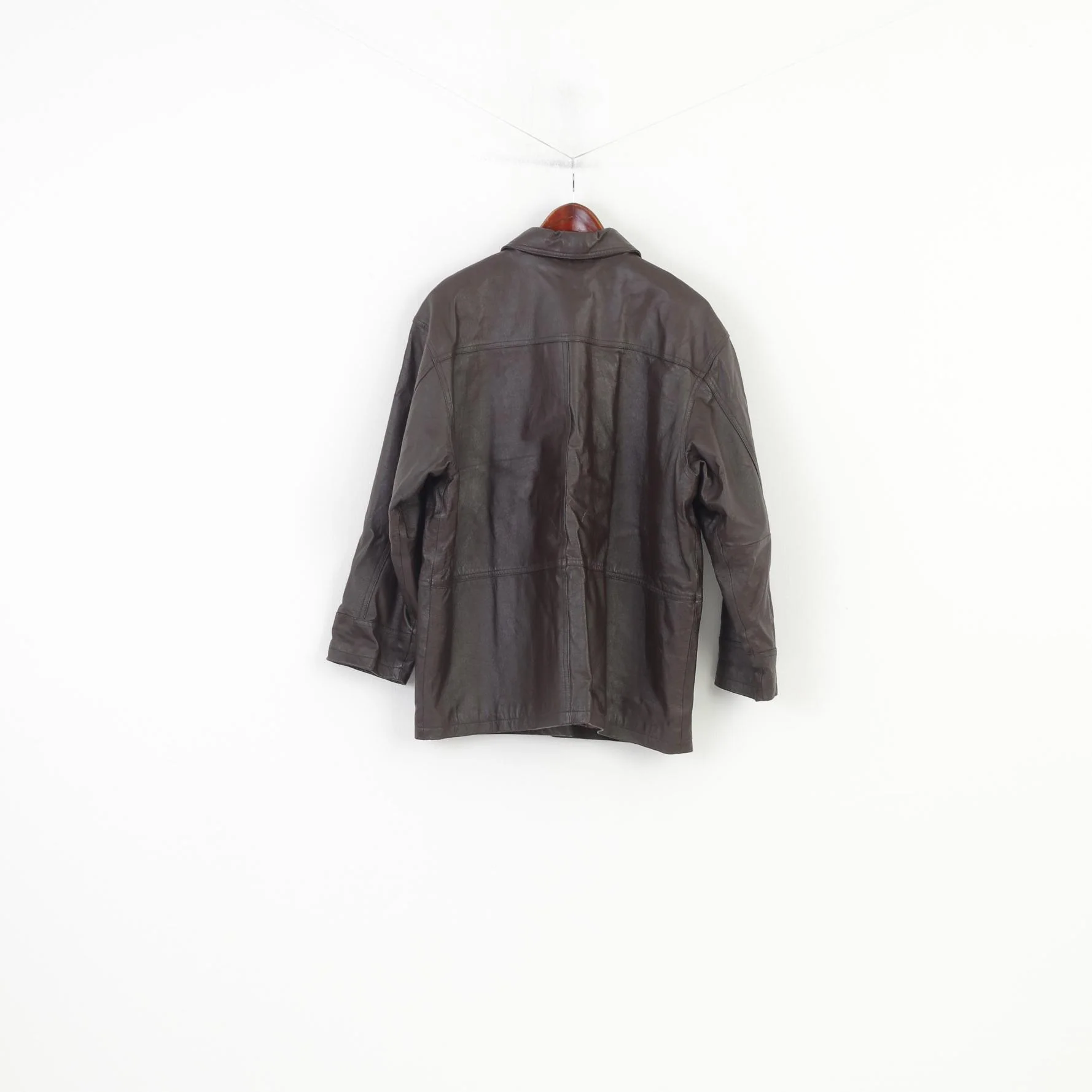 The Hudson Women 14 40 L Leather Jacket Brown Blazer Single Breasted Bottoms Vintage Top - Image 8