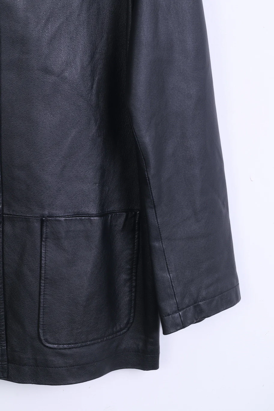 The Hudson Womens 14 40 L Jacket Black Leather Blazer Single Breasted - Image 2