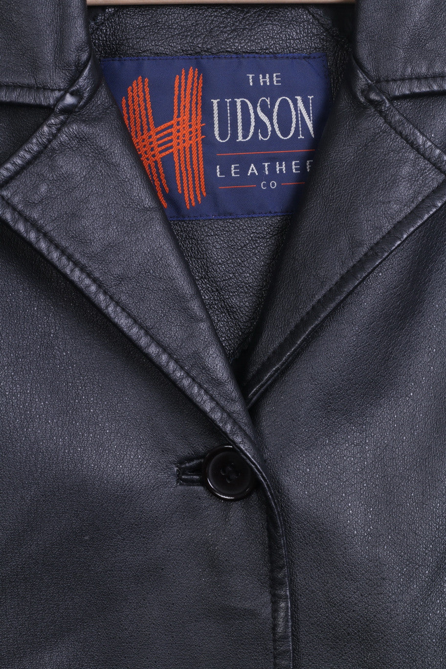 The Hudson Womens 14 40 L Jacket Black Leather Blazer Single Breasted - Image 3