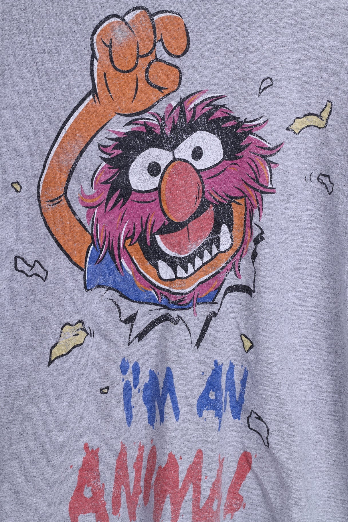 The Muppets Mens S T-Shirt Top Crew Neck Grey Im An Animal Cotton - Image 2