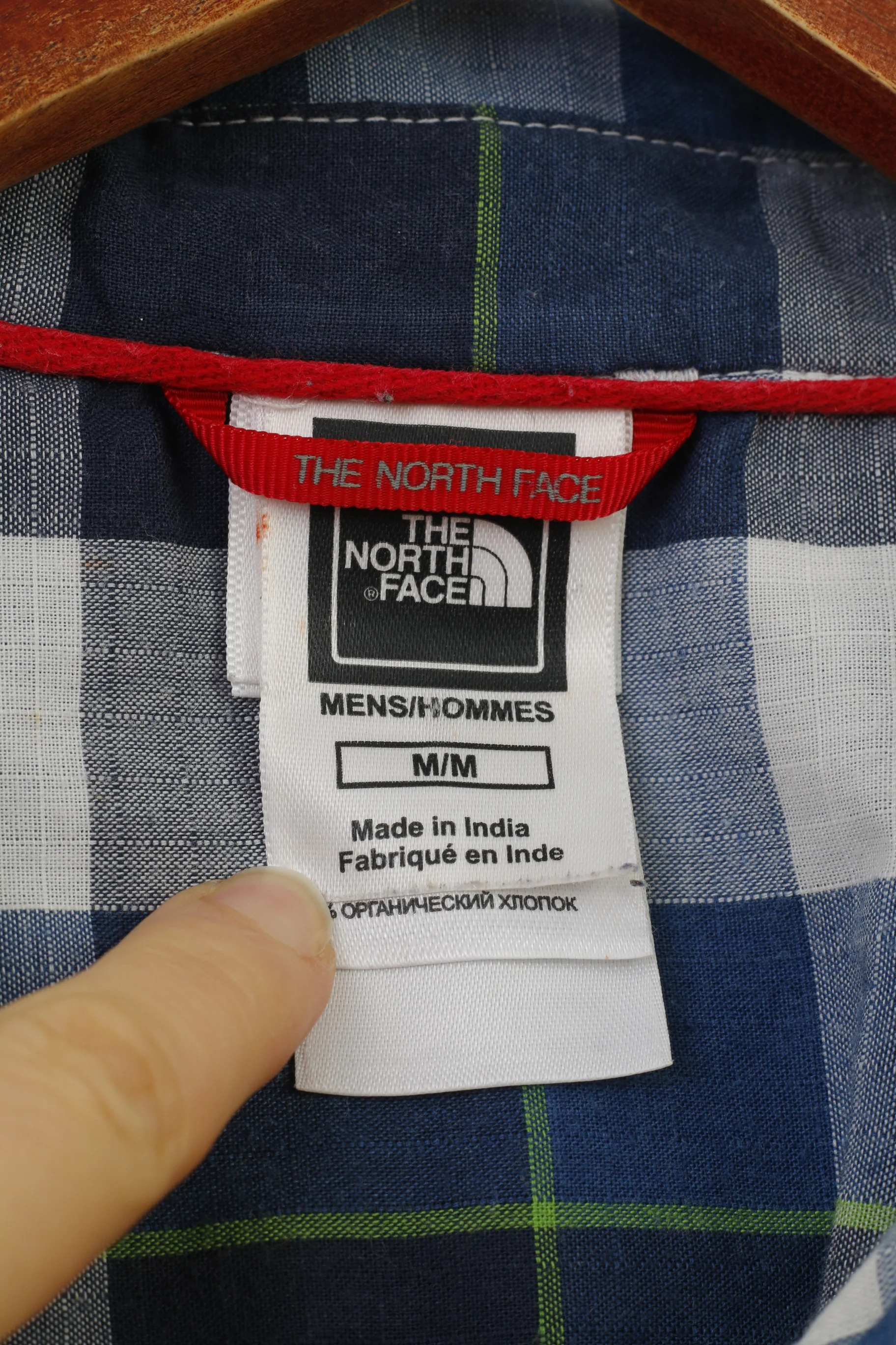The North Face Men M Casual Shirt Checkered Blue Short Sleeve Cotton Classic Top - Image 4