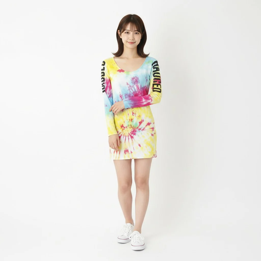 The Ragged Priest Women S Mini Dress Cotton Tie Dye Long Sleeve Soft