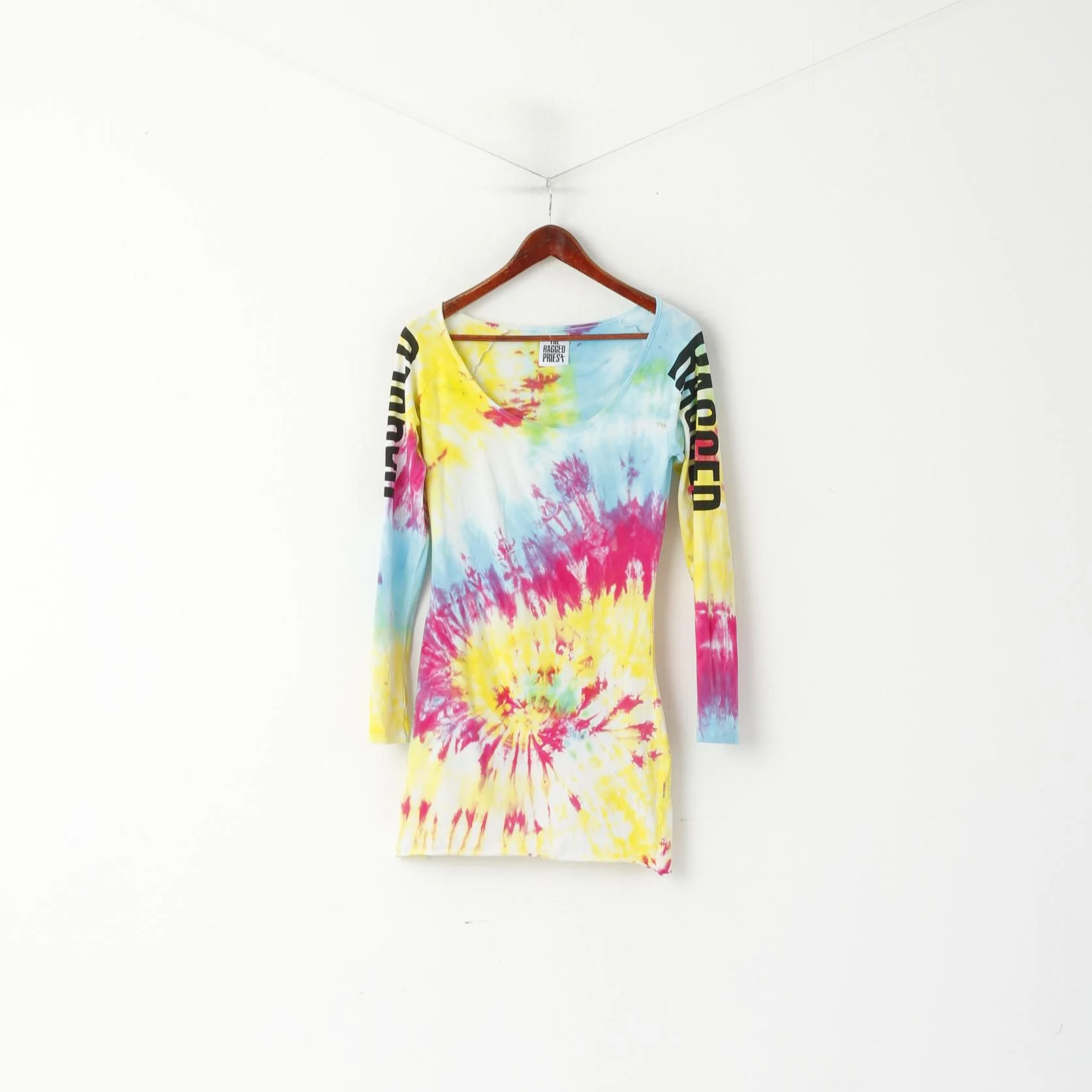 The Ragged Priest Women S Mini Dress Cotton Tie Dye Long Sleeve Soft - Image 2