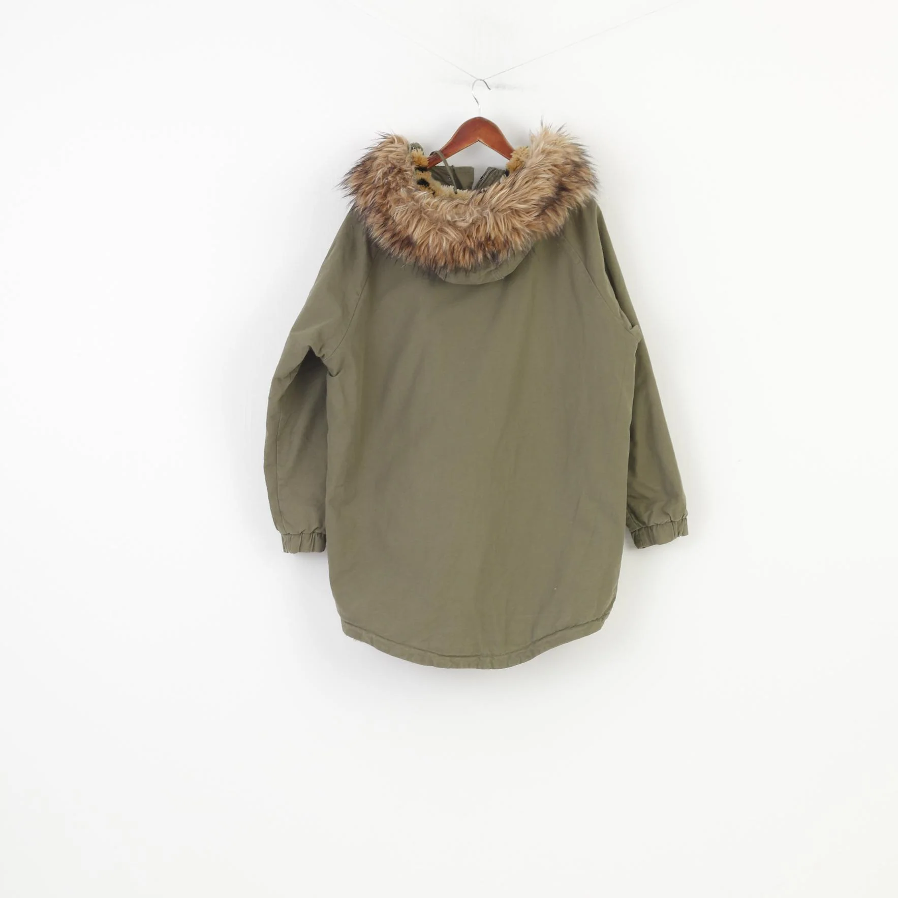 The Superdry Woman 44 M Jacket Khaki Cotton Oversize Padded Hood Vintage Full Zipper Winter Top - Image 10