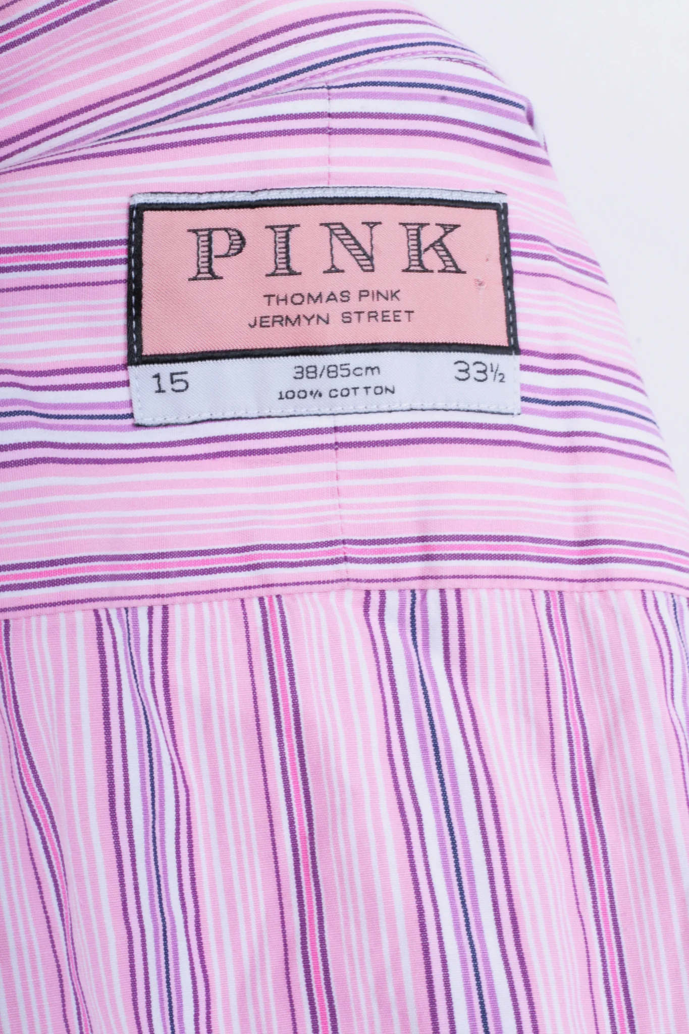 Thomas Pink Jermyn Street Mens 15 33.5 M Casual Shirt Pink Striped Cotton - Image 3