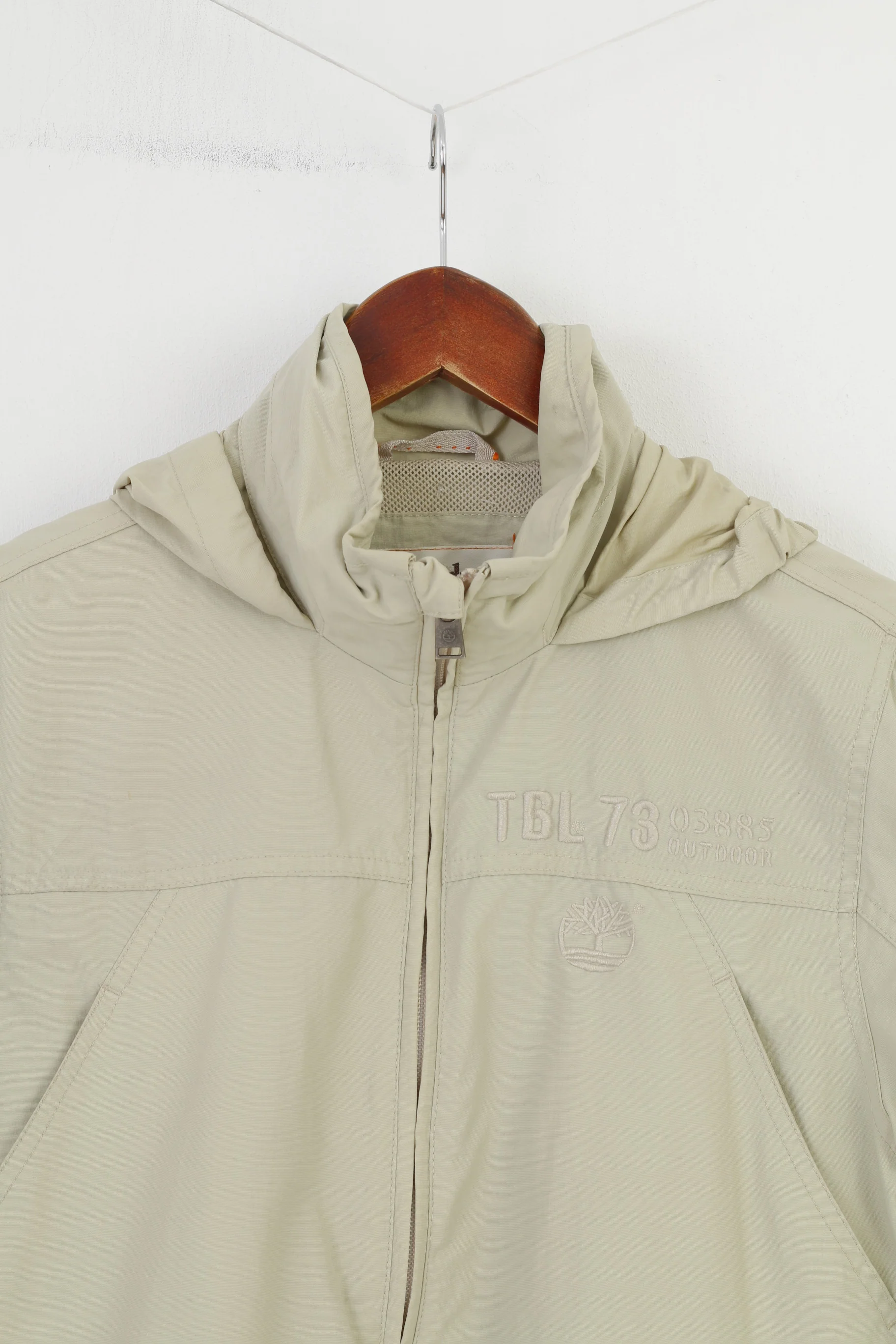 Timberland Boys 12 Age 152 Jacket Retractable Hood Cream Full Zipper Drawsting Bottom Top - Image 2