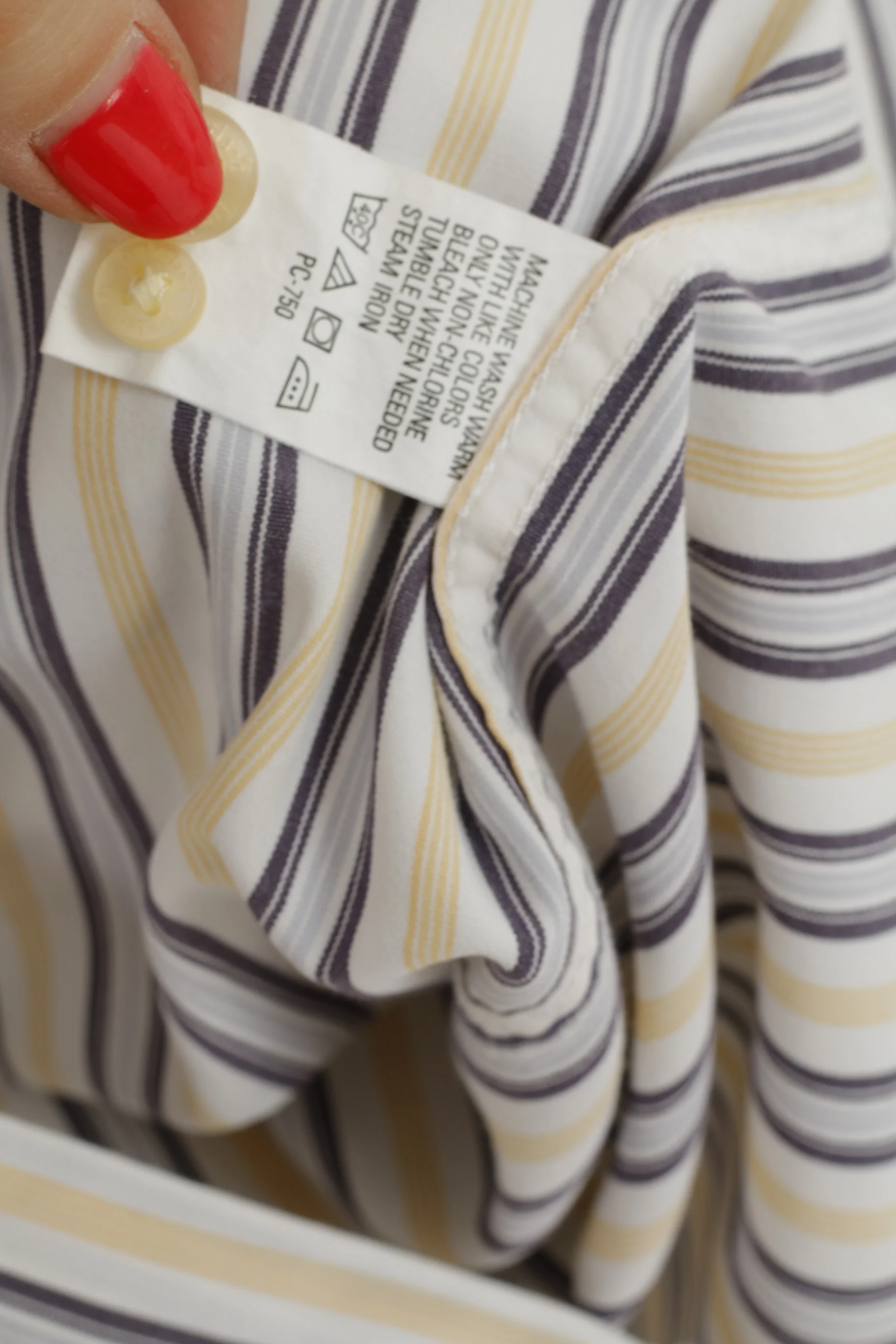 Timberland Men L Casual Shirt White Yellow Striped Cotton Organic Long Sleeve - Image 7