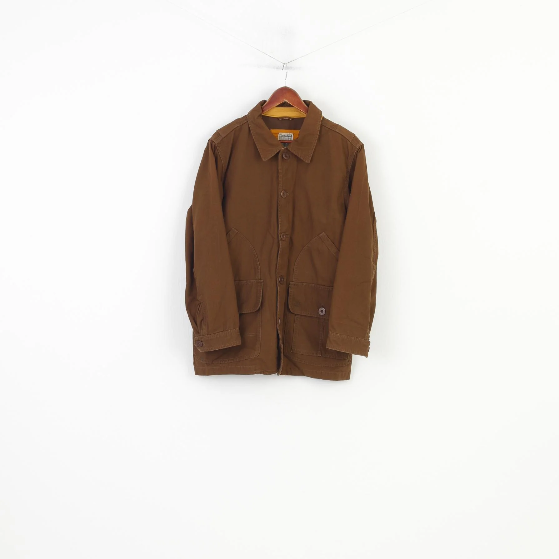 Timberland Men S Jacket Brown Cotton Zip Up Classic Vintage Western Bottoms Collar Top - Image 2