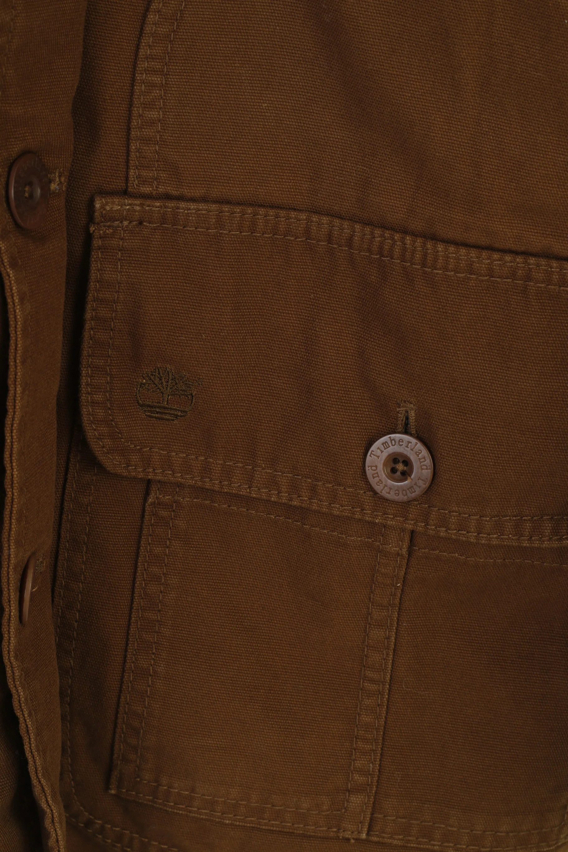 Timberland Men S Jacket Brown Cotton Zip Up Classic Vintage Western Bottoms Collar Top - Image 7