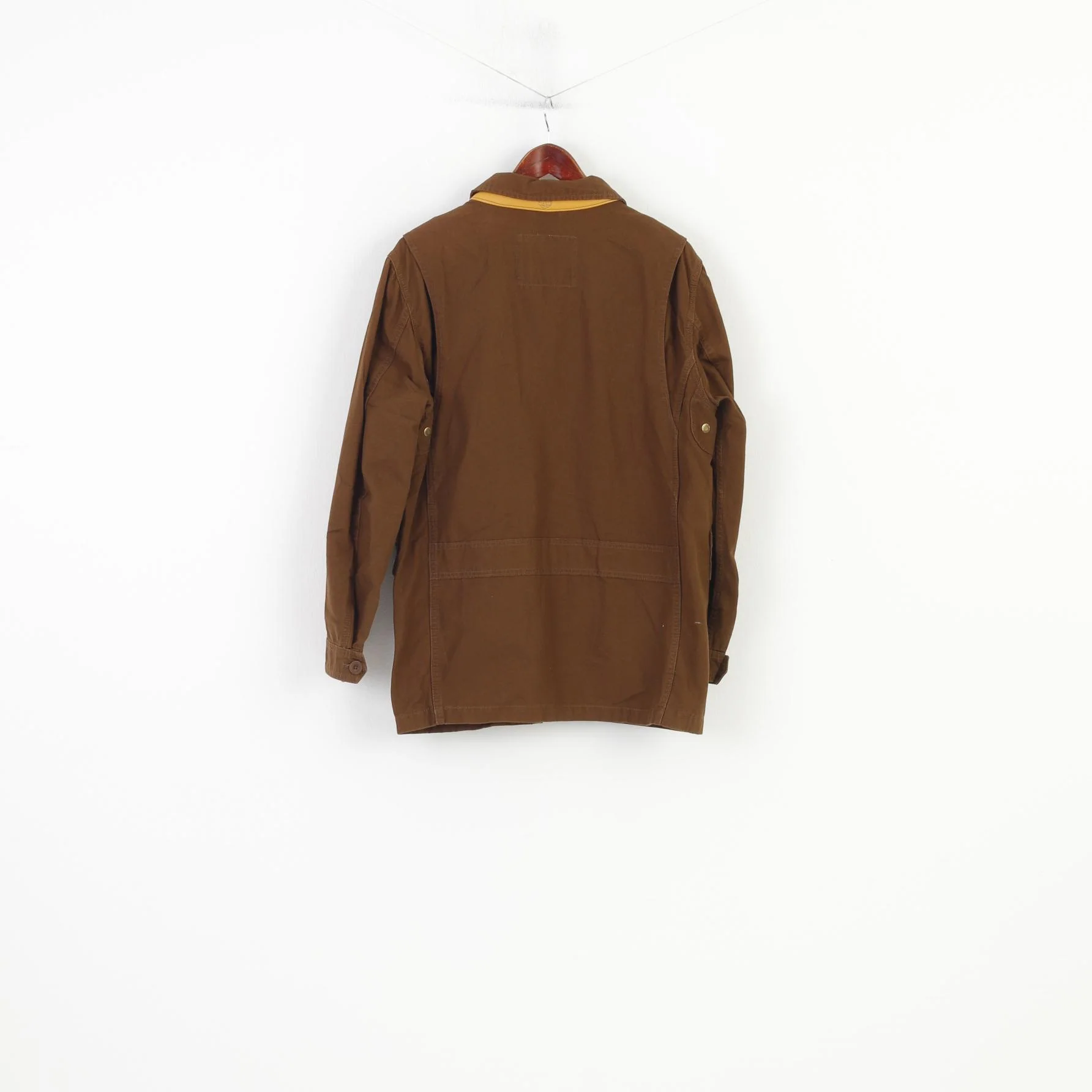 Timberland Men S Jacket Brown Cotton Zip Up Classic Vintage Western Bottoms Collar Top - Image 8