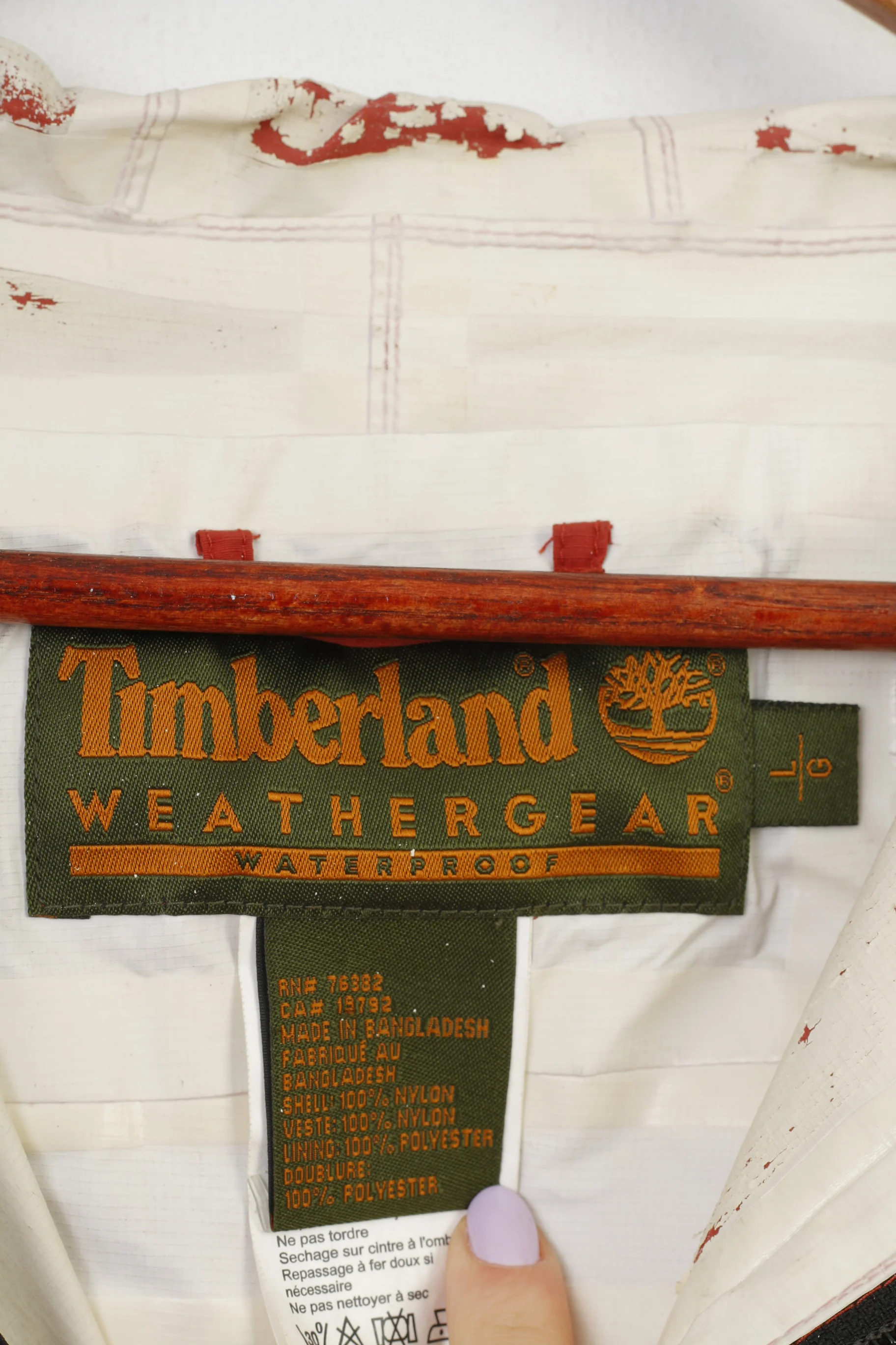 Timberland Woman L Jacket Orange Full Zipper Nylon Vintage Sport Hood Pockets Top - Image 5