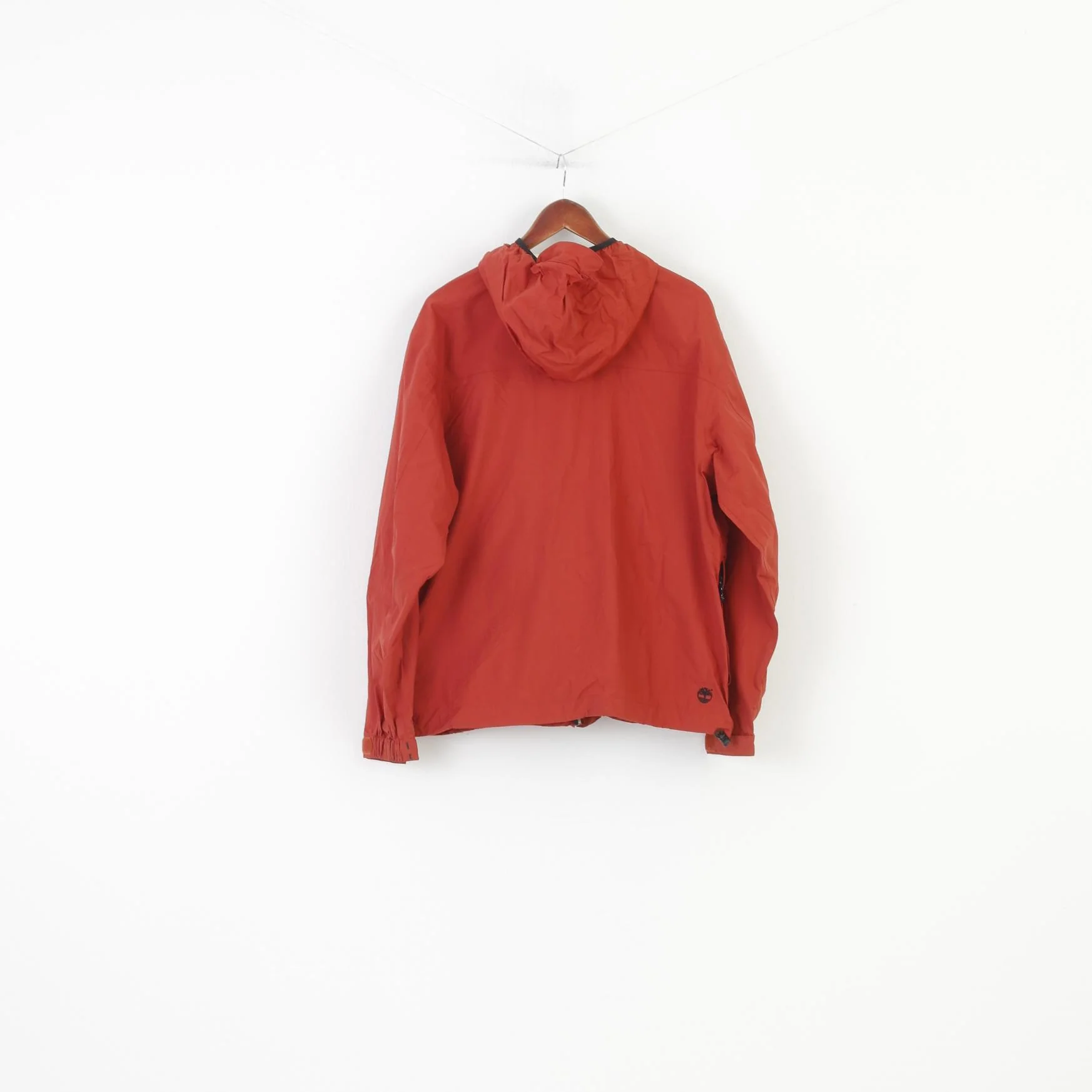 Timberland Woman L Jacket Orange Full Zipper Nylon Vintage Sport Hood Pockets Top - Image 8