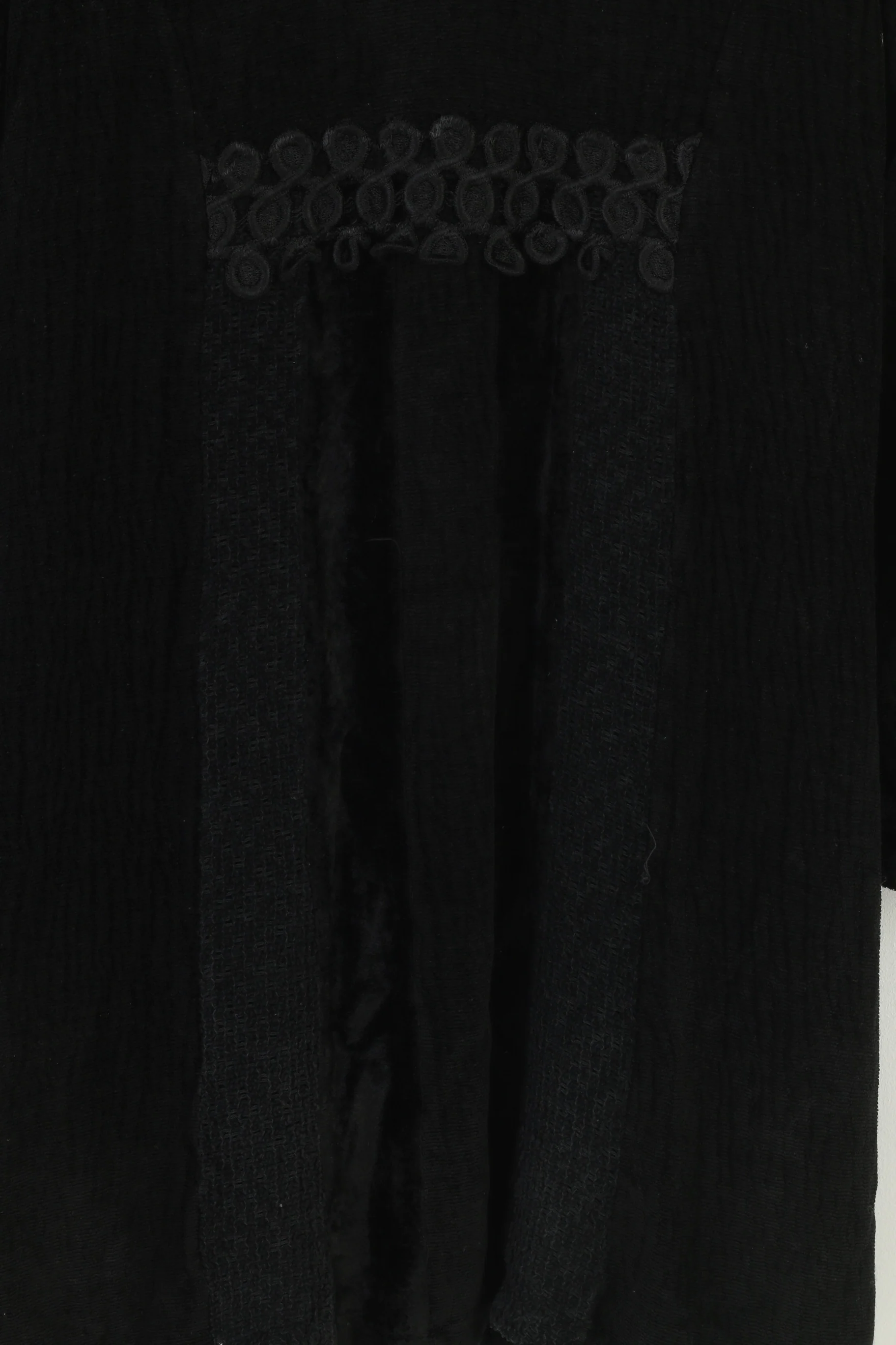 Tina Olsen Woman M Jacket Black Buttons Flowers Long Sleeve Collar Top - Image 7