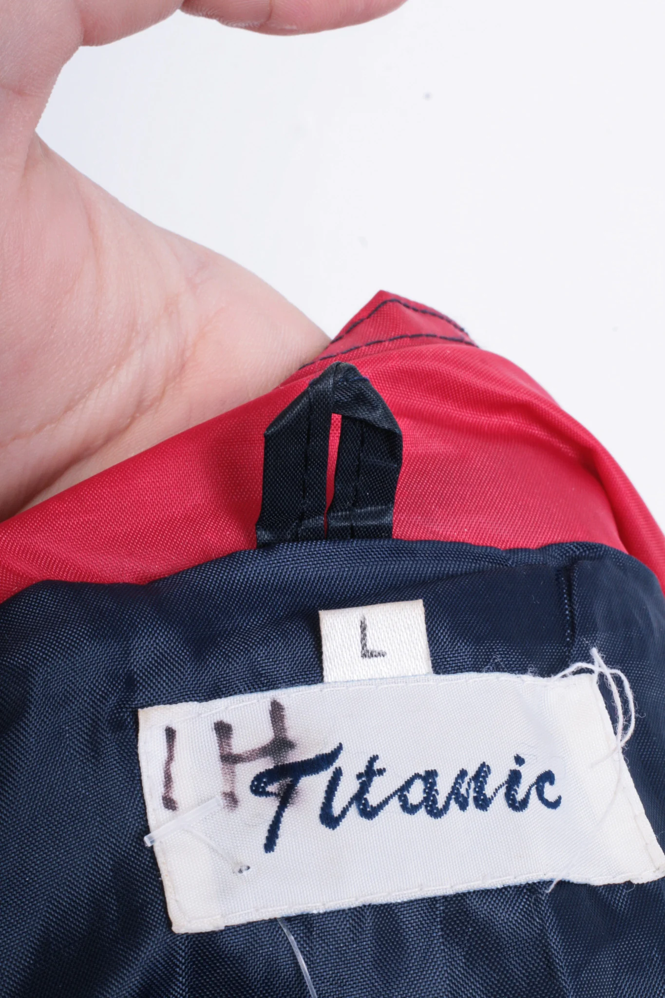 Titanic Mens L XL Vintage Jacket Parka Hood Shiny Navy Blue Green Festival - Image 4