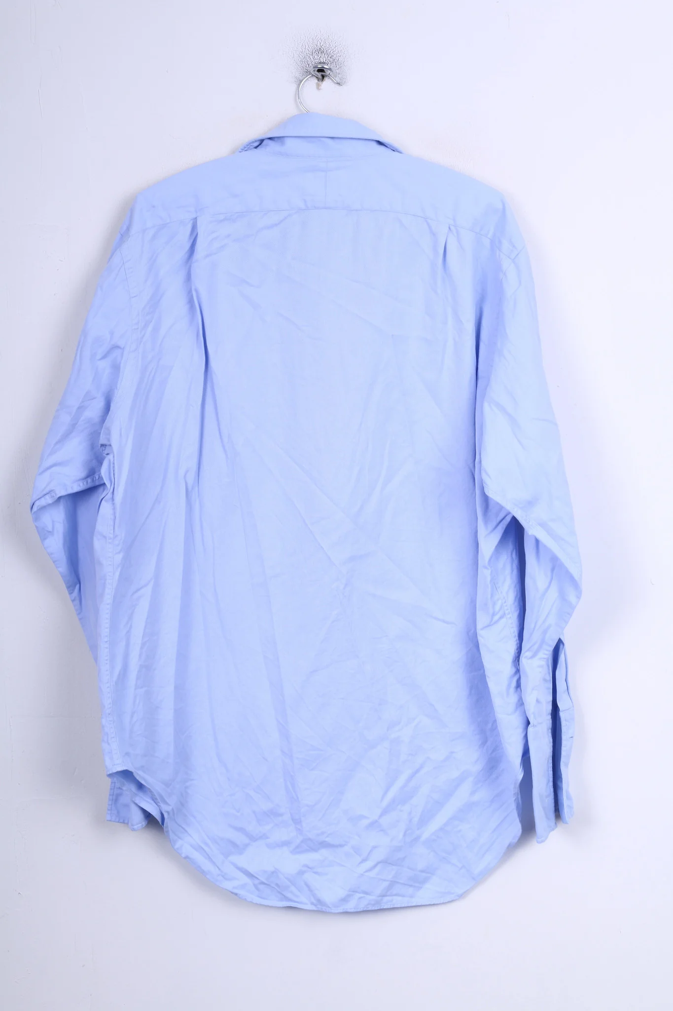 T.M. Lewin Mens 17 34.5 XXL Formal Shirt Blue Cufflinks Cotton - Image 6