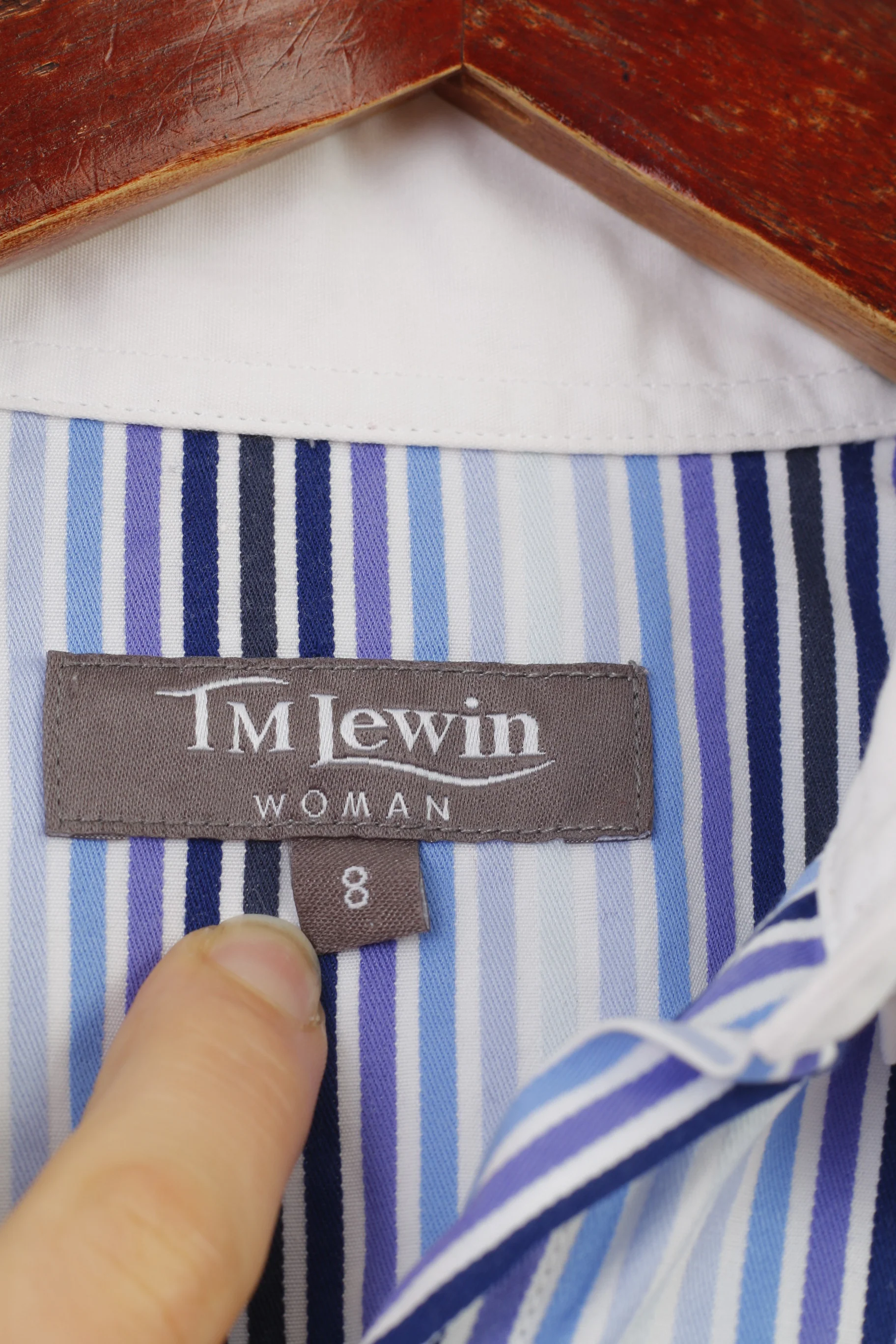 TM Lewin Women 8 S Casual Shirt Striped Buttons Down Collar Long Sleeve Top - Image 4