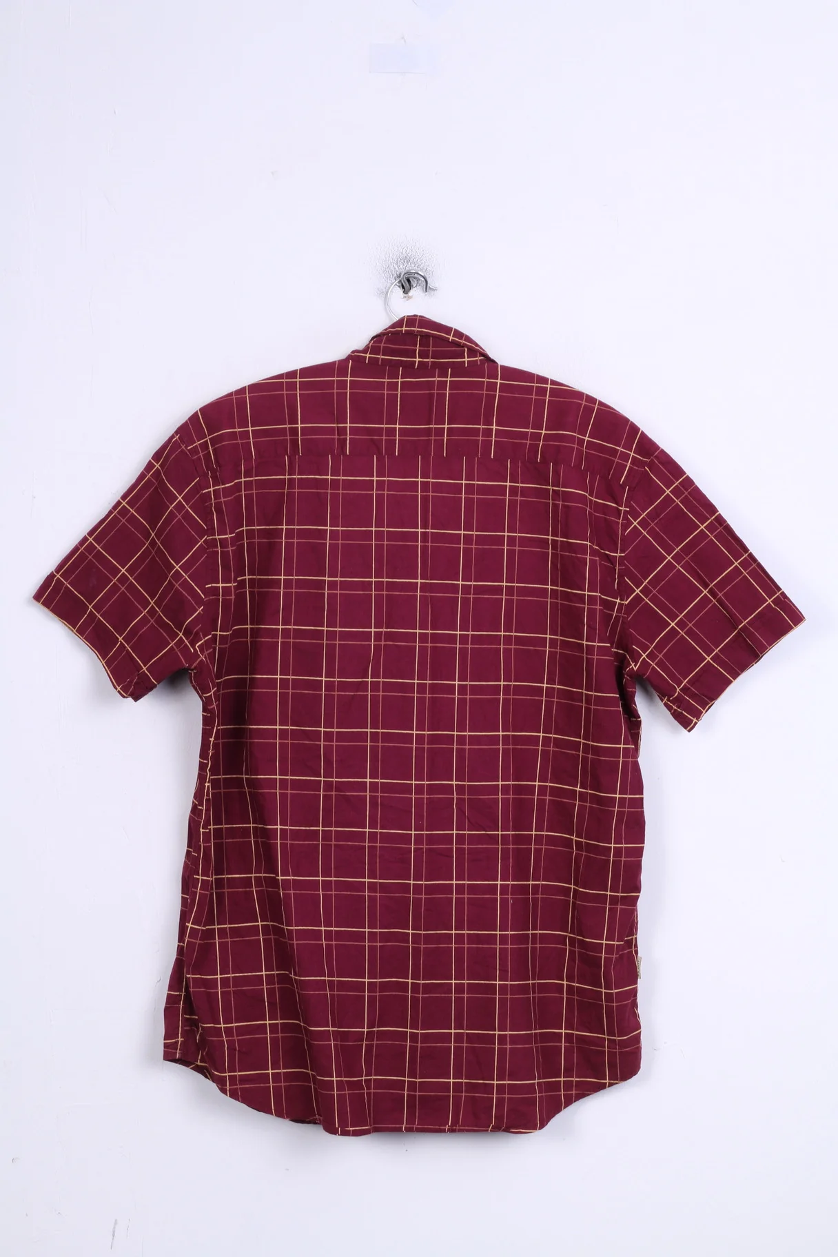 TOG 24 Mens L Casual Shirt Burgundy Short Sleeve Cotton Check - Image 5