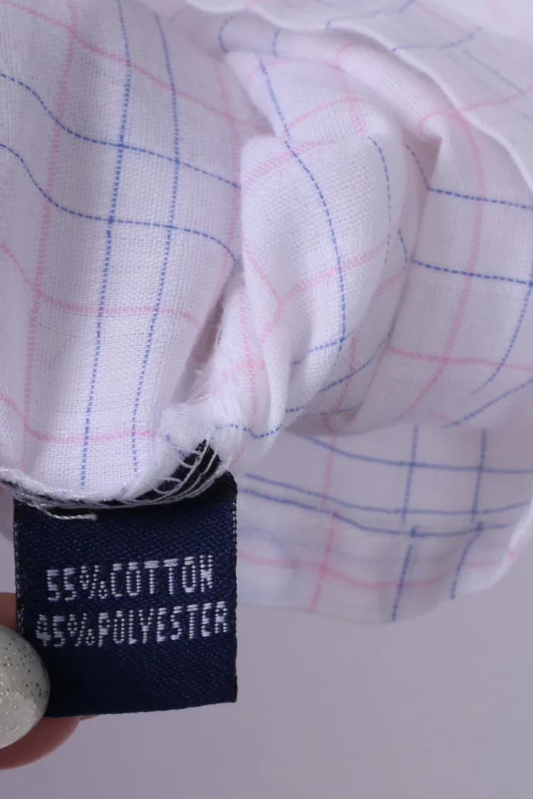 Tom Hagan Mens M 39/40 Casual Shirt White Check Short Sleeve Cotton Rich Summer Top - Image 5
